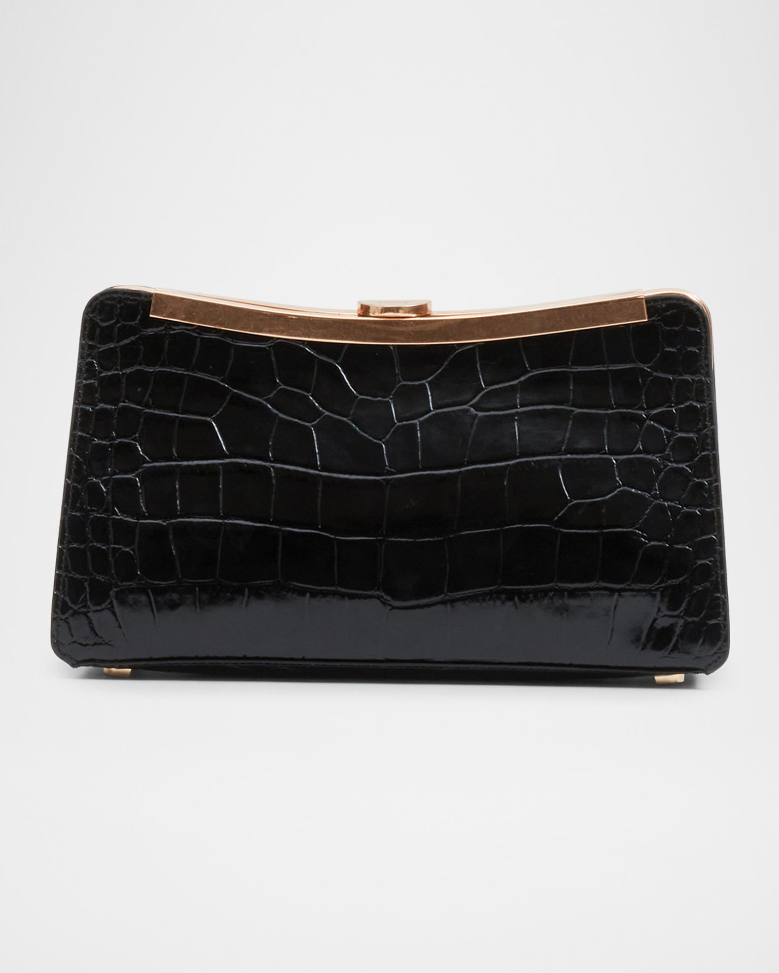 SIMKHAI Solange Croc-Embossed Leather Clutch | Neiman Marcus