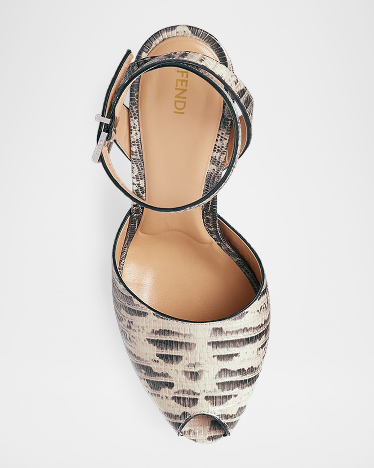 Fendi 125MM Snakeskin-Embossed Leather Sandals | Neiman Marcus