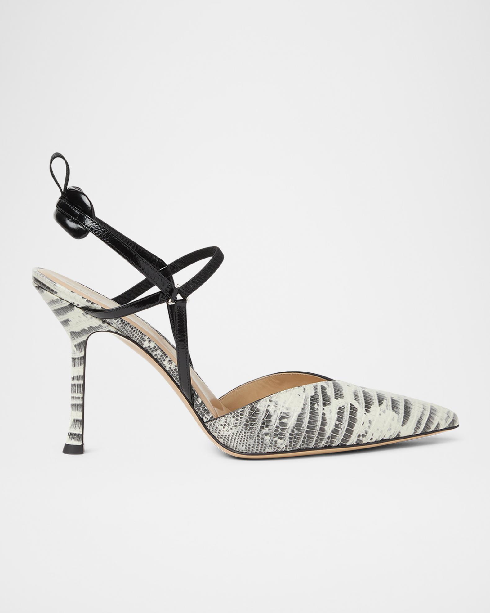 Fendi Very Colibri 95MM Lizard-Embossed Leather Slingback Pumps