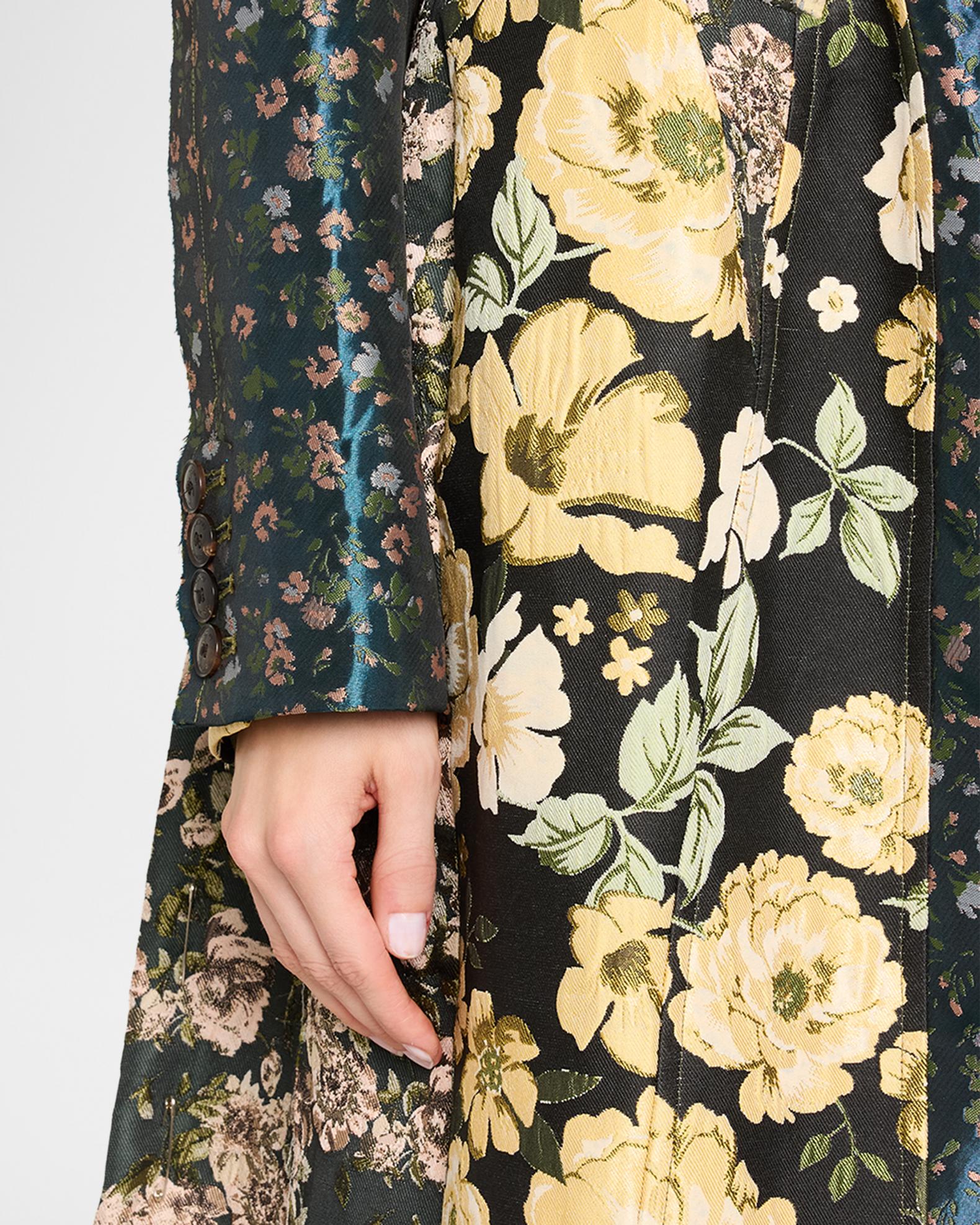 Jason Wu Collection Patchwork Floral Jacquard A-Line Long Jacket
