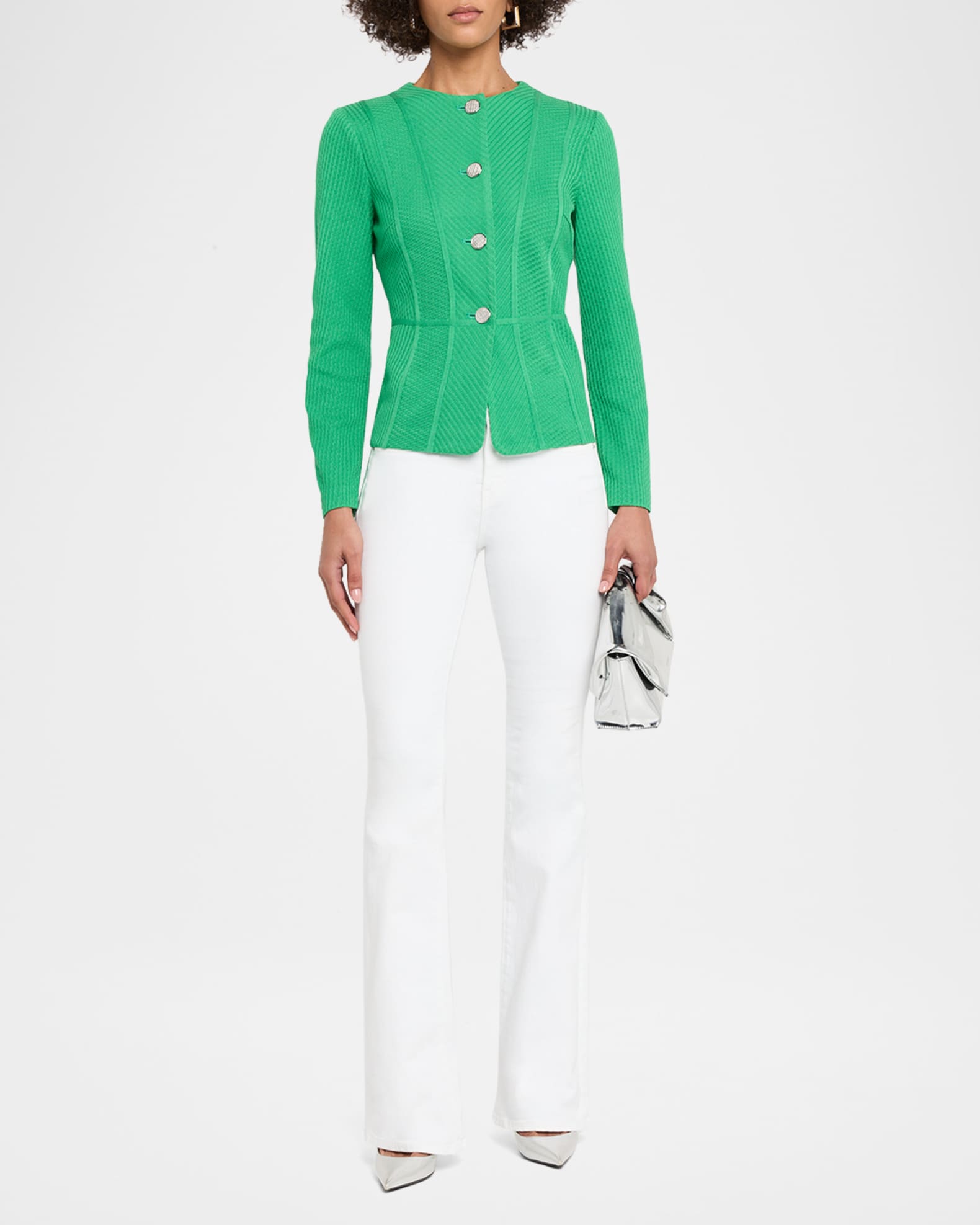 Misook Ribbed Single-Breasted Jacket | Neiman Marcus