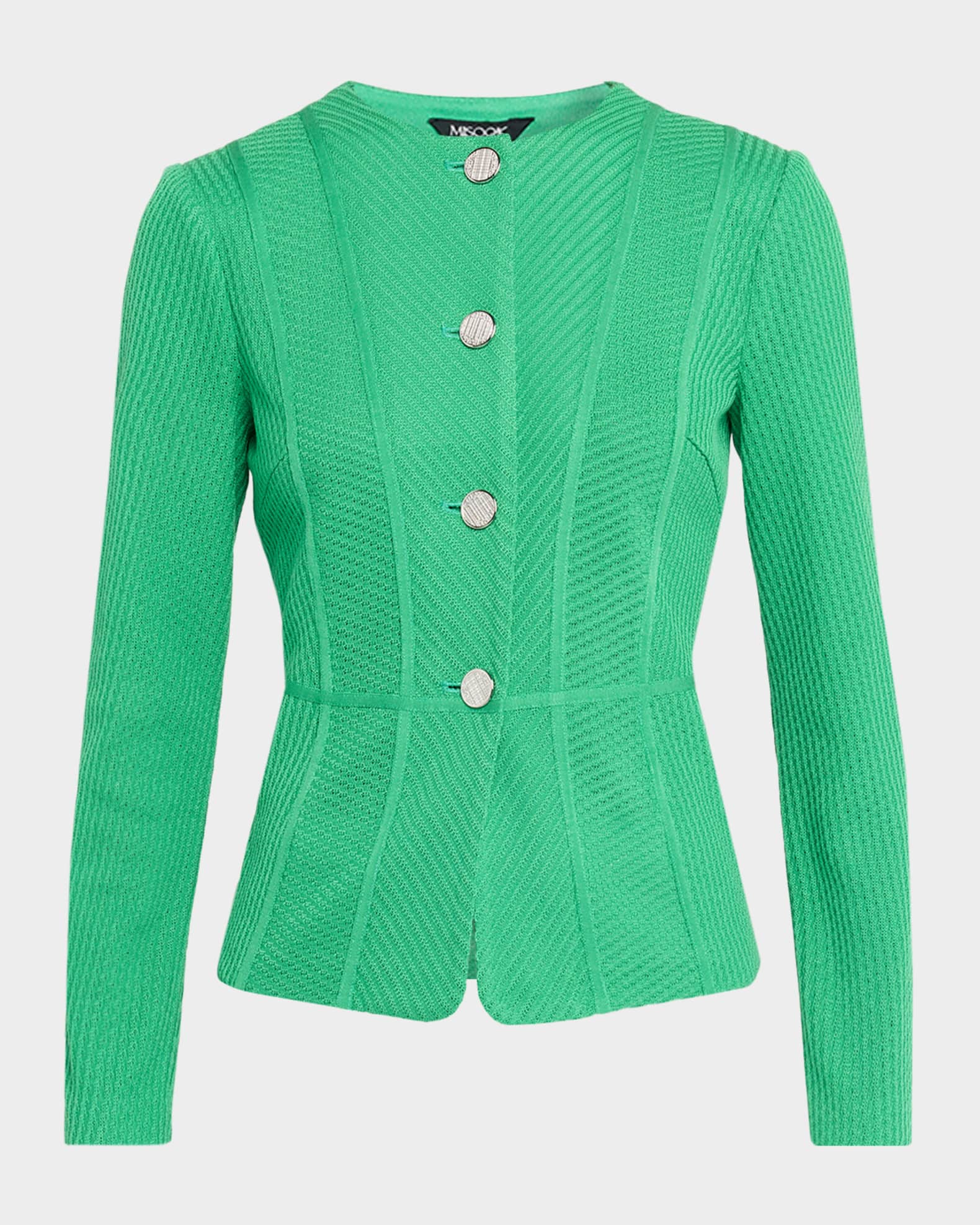 Misook Ribbed Single-Breasted Jacket | Neiman Marcus