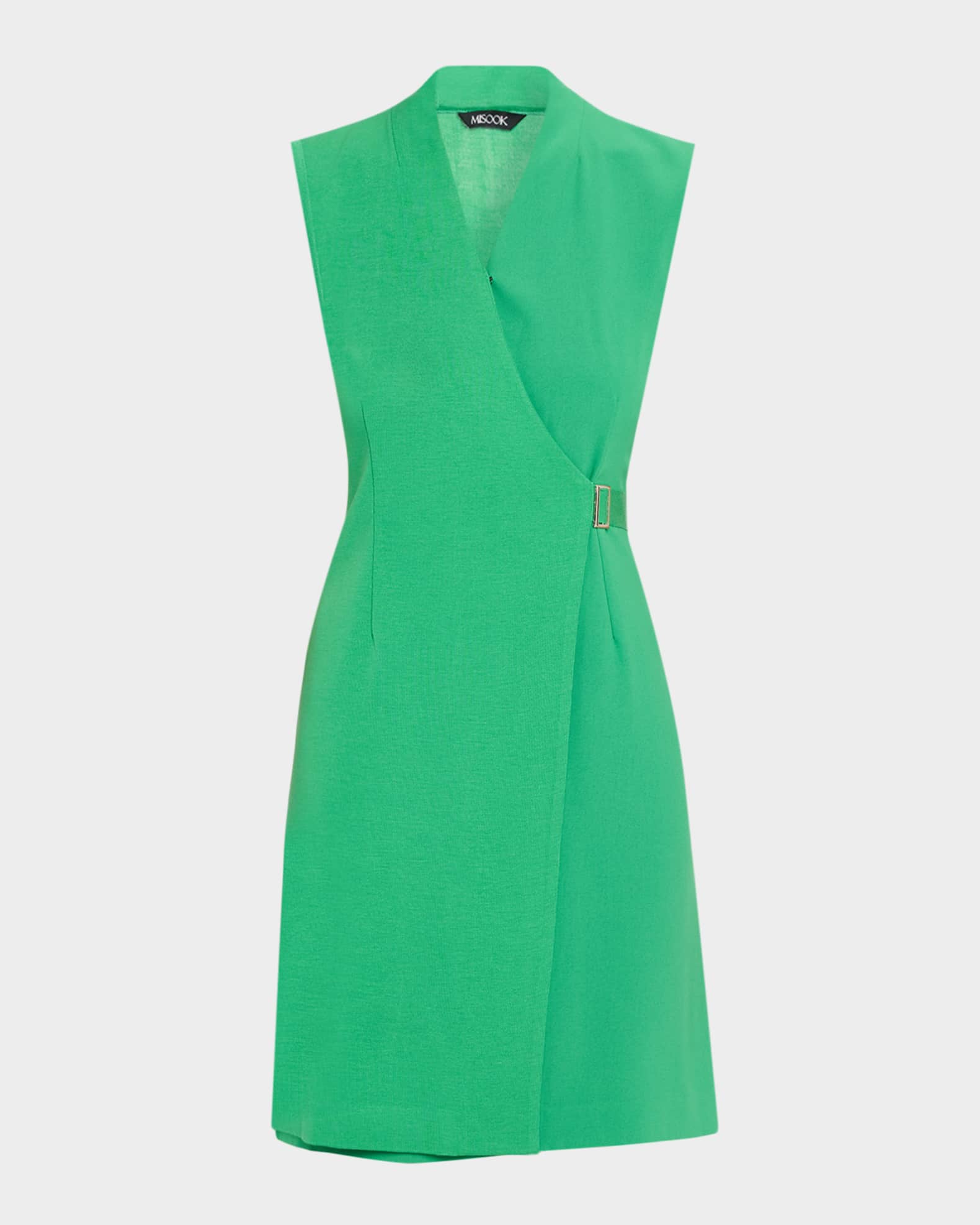 faux wrap mini dress Rumaria Emerald Satin Faux-Wrap Mini Dress