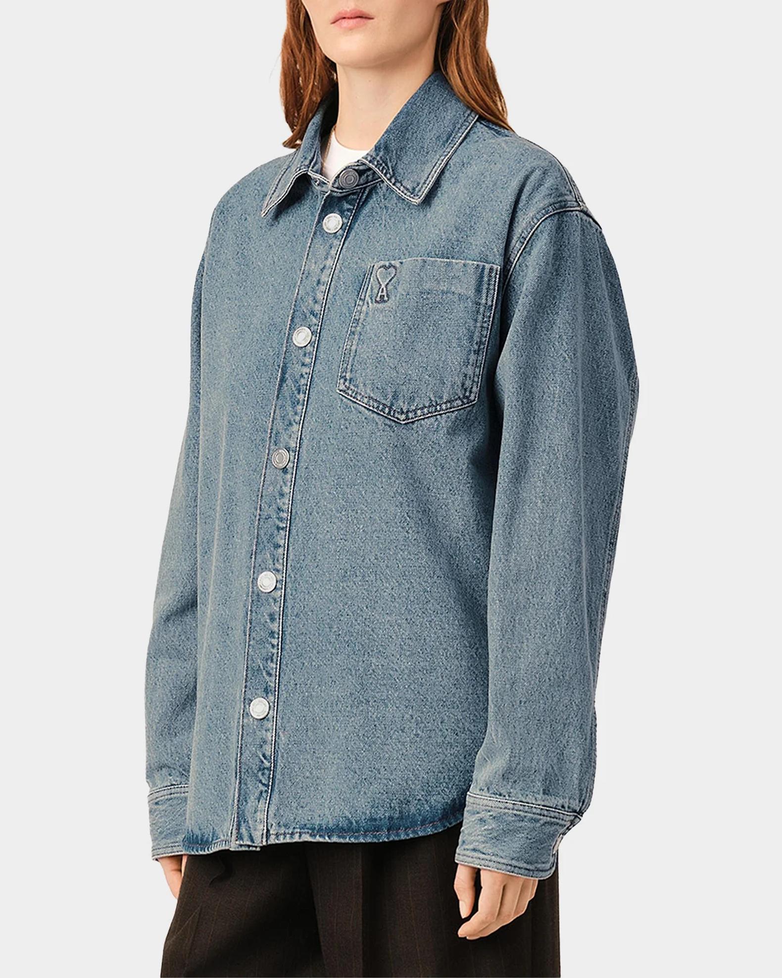 Ami Paris Ami De Coeur Denim Overshirt | Neiman Marcus