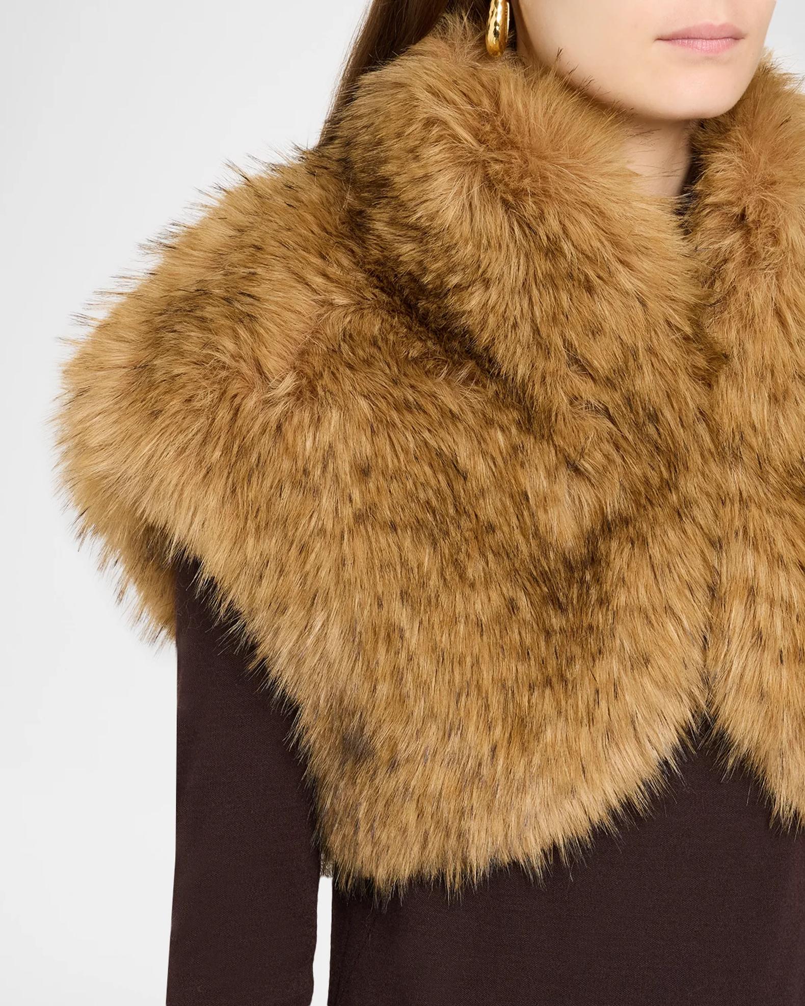 Theia Misha Turtleneck Faux Fox Fur Bolero | Neiman Marcus