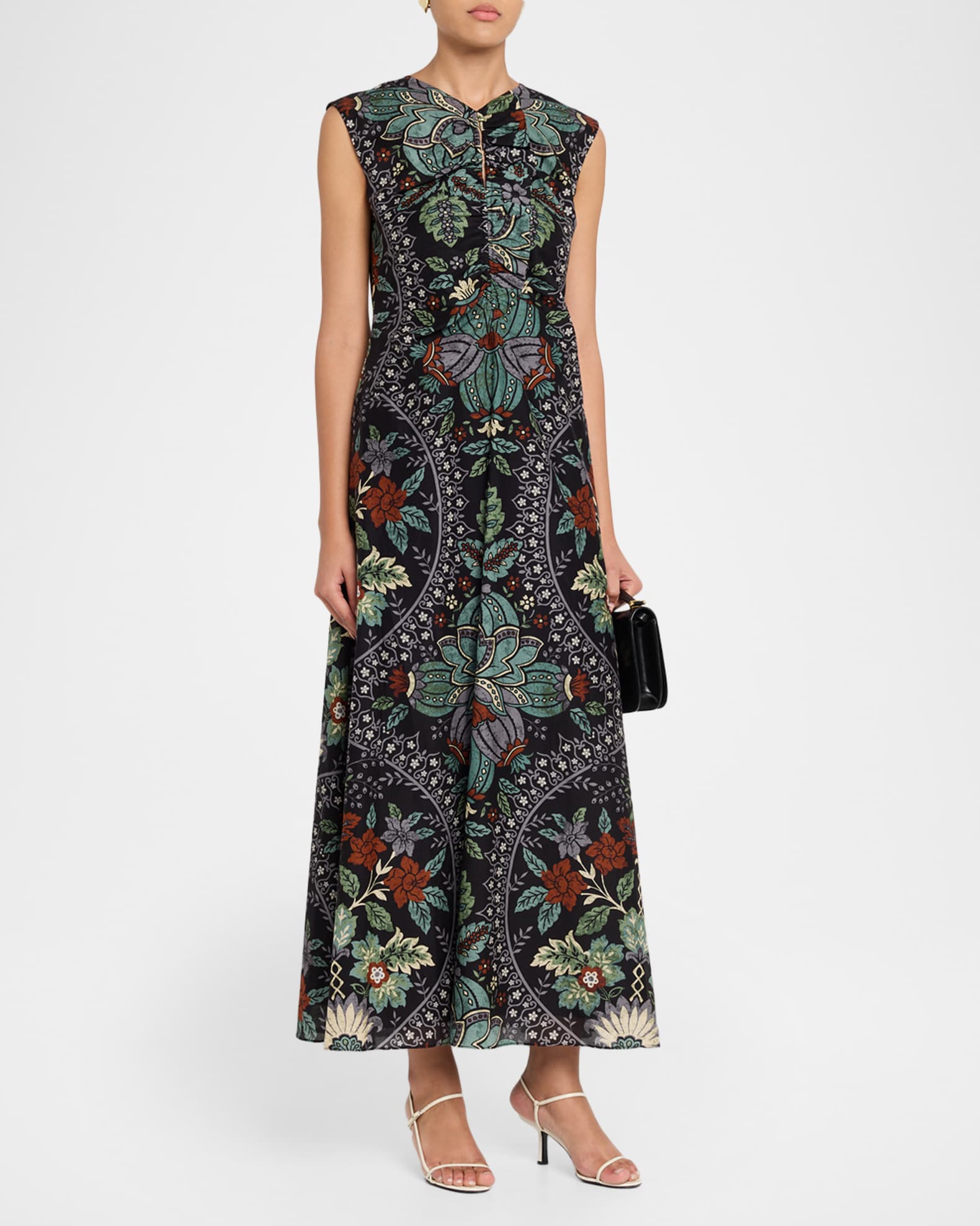 elie tahari carrie gilded pleated maxi dress Elie Tahari