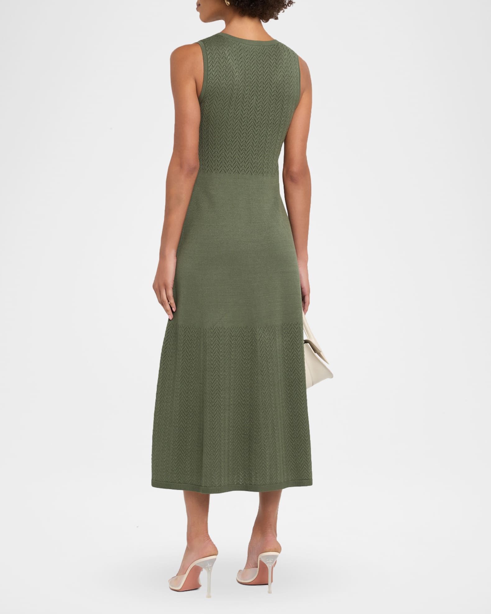 elevated pointelle knit midi dress Women's Red Elevated Pointelle Knit Midi Dress