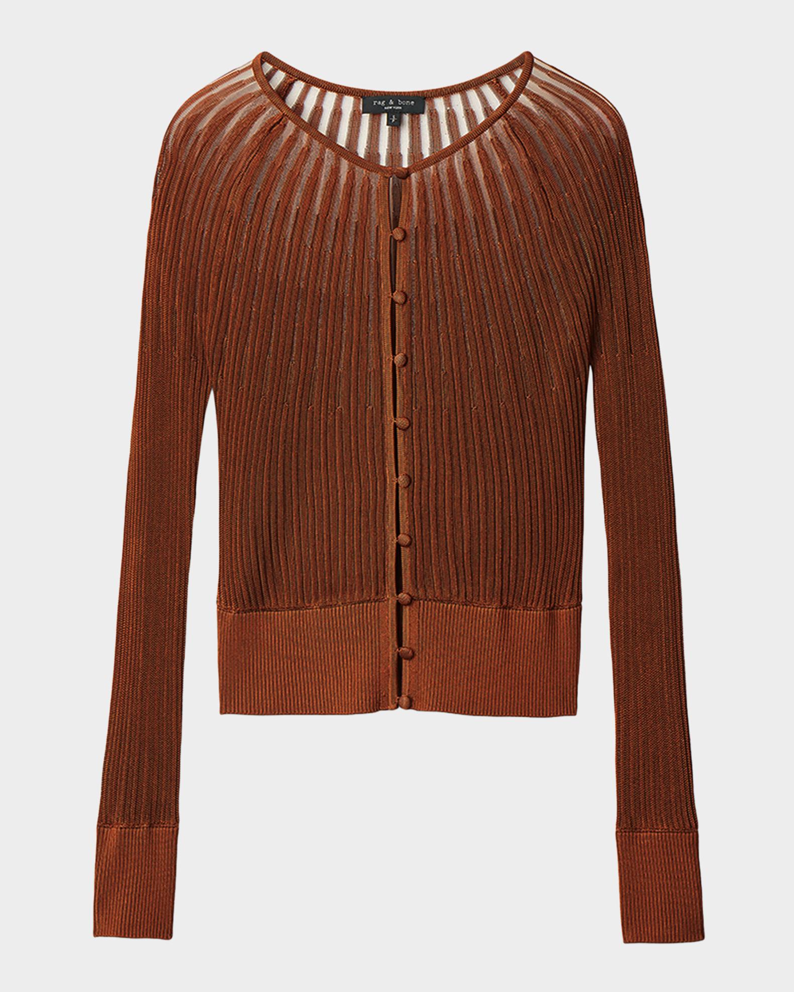 aubrey black wool knitted cardigan dress rag & bone Sheer Stripe Cardigan, Rust, Women's, XS close communications with producers slimsation Sexy Fitted Black And Size:L (10-14)