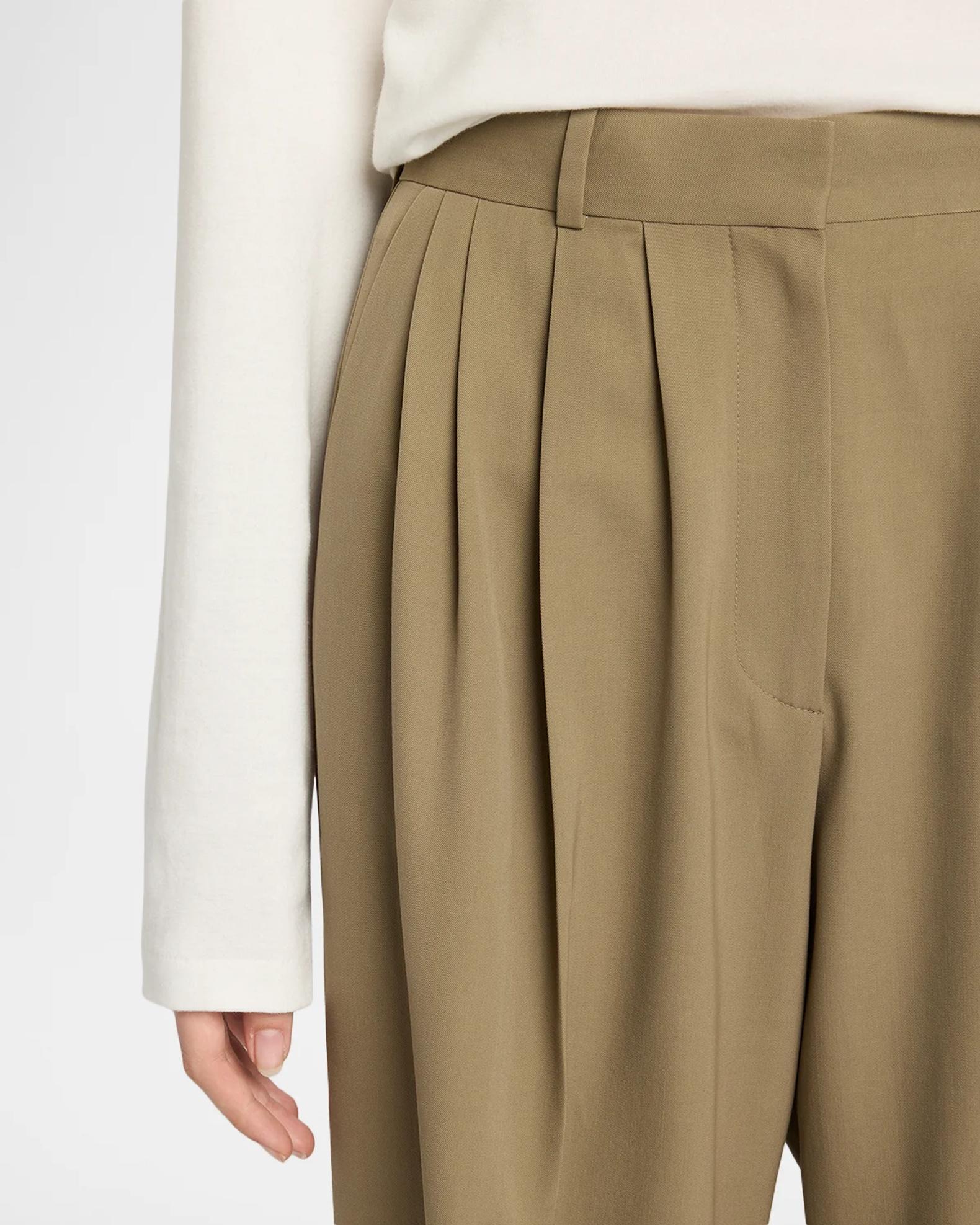 The Row Daniela Pleated Wool Wide-Leg Pants | Neiman Marcus