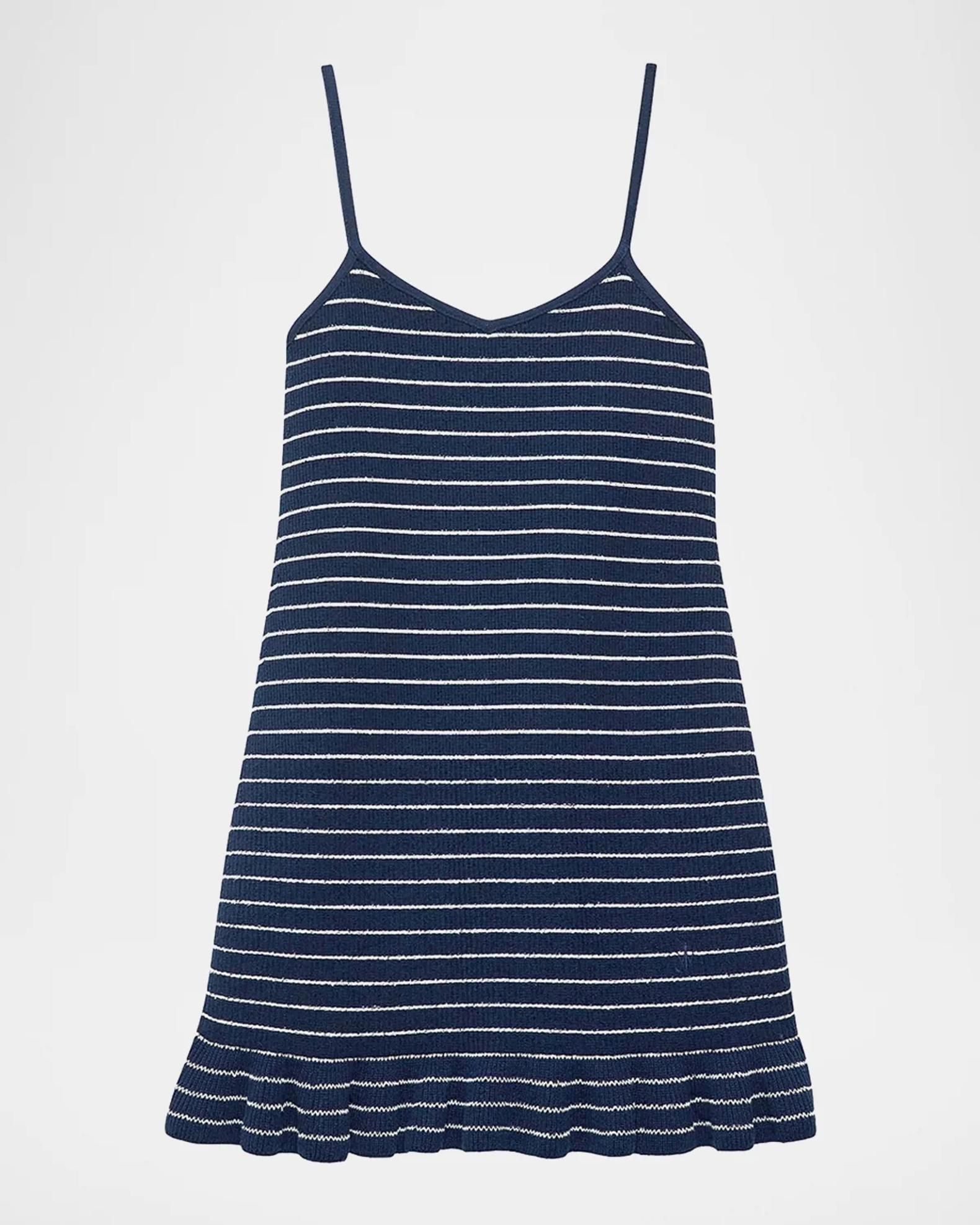 JW Anderson Sleeveless Striped Rib Ruffle Mini Dress