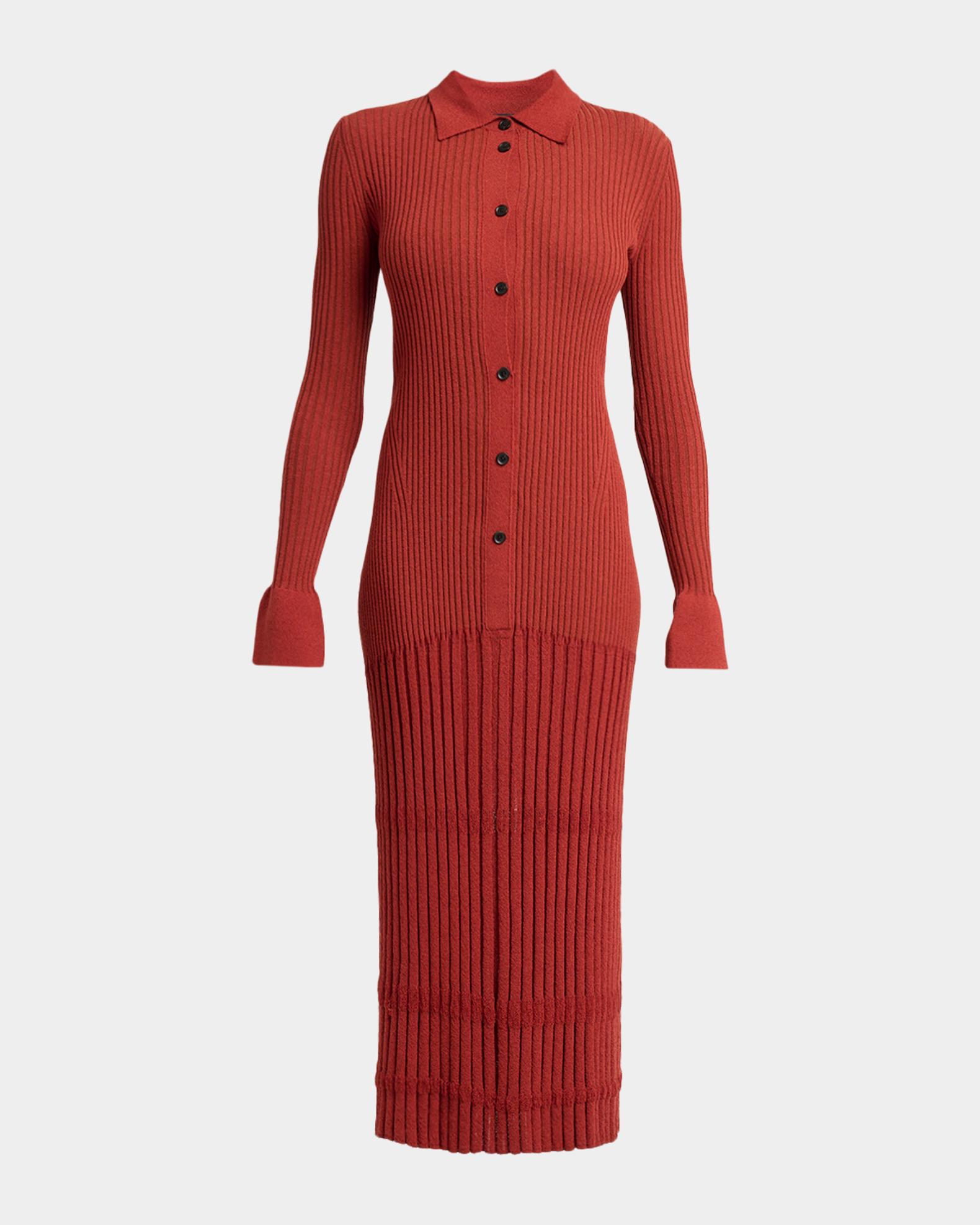 Proenza Schouler Women's Rosario Textured Merino Wool Midi Dress - Rust