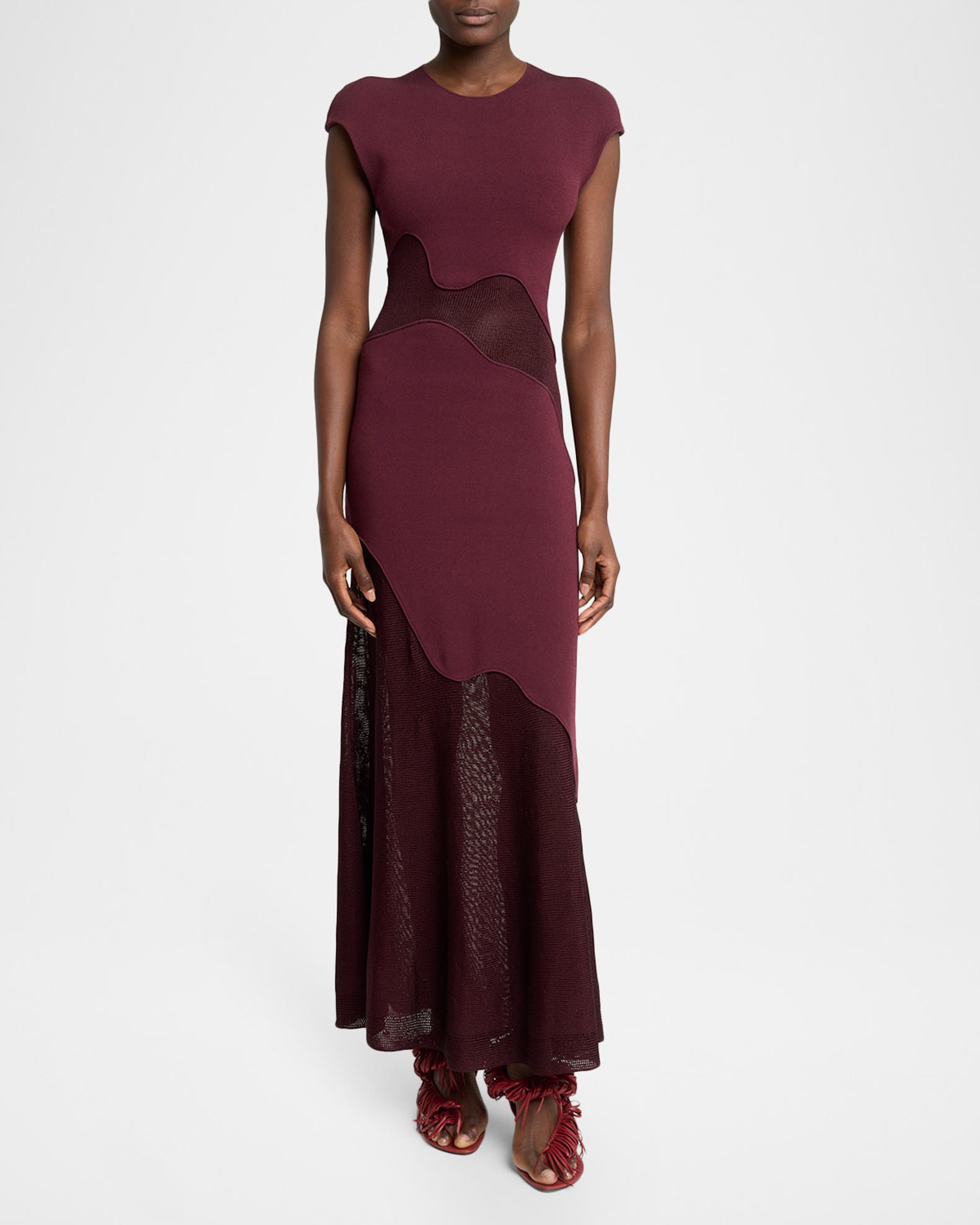 Proenza Schouler Maissa Cap-Sleeve Abstract Paneled Maxi Dress