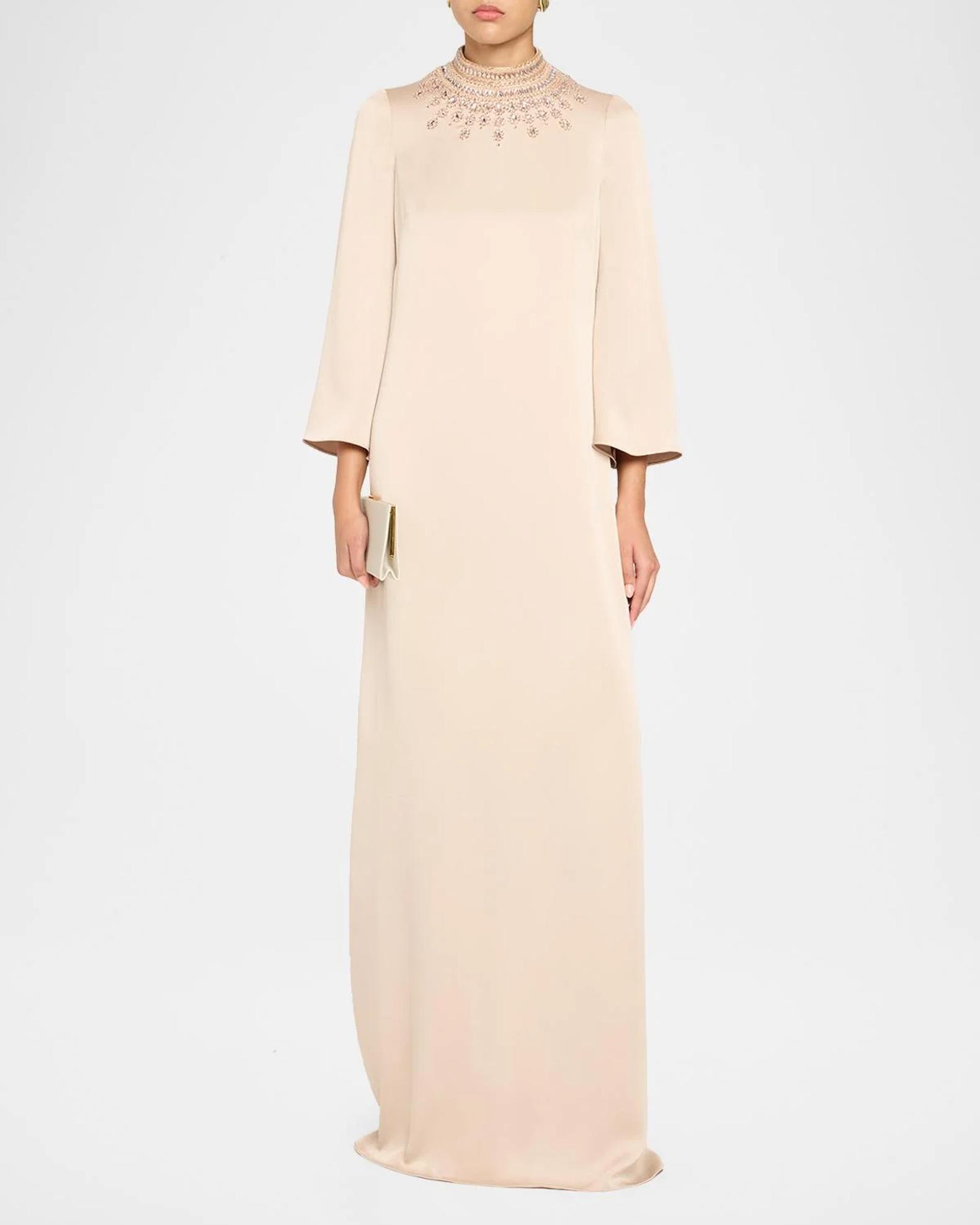 formal teri jon dresses Satin Beaded Collar Flare Sleeve Gown Size 14 teri jon by rickie freeman