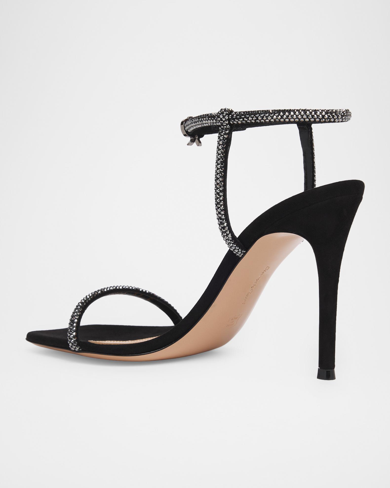 Gianvito Rossi 95mm Embellished Suede Ankle-Strap Sandals | Neiman