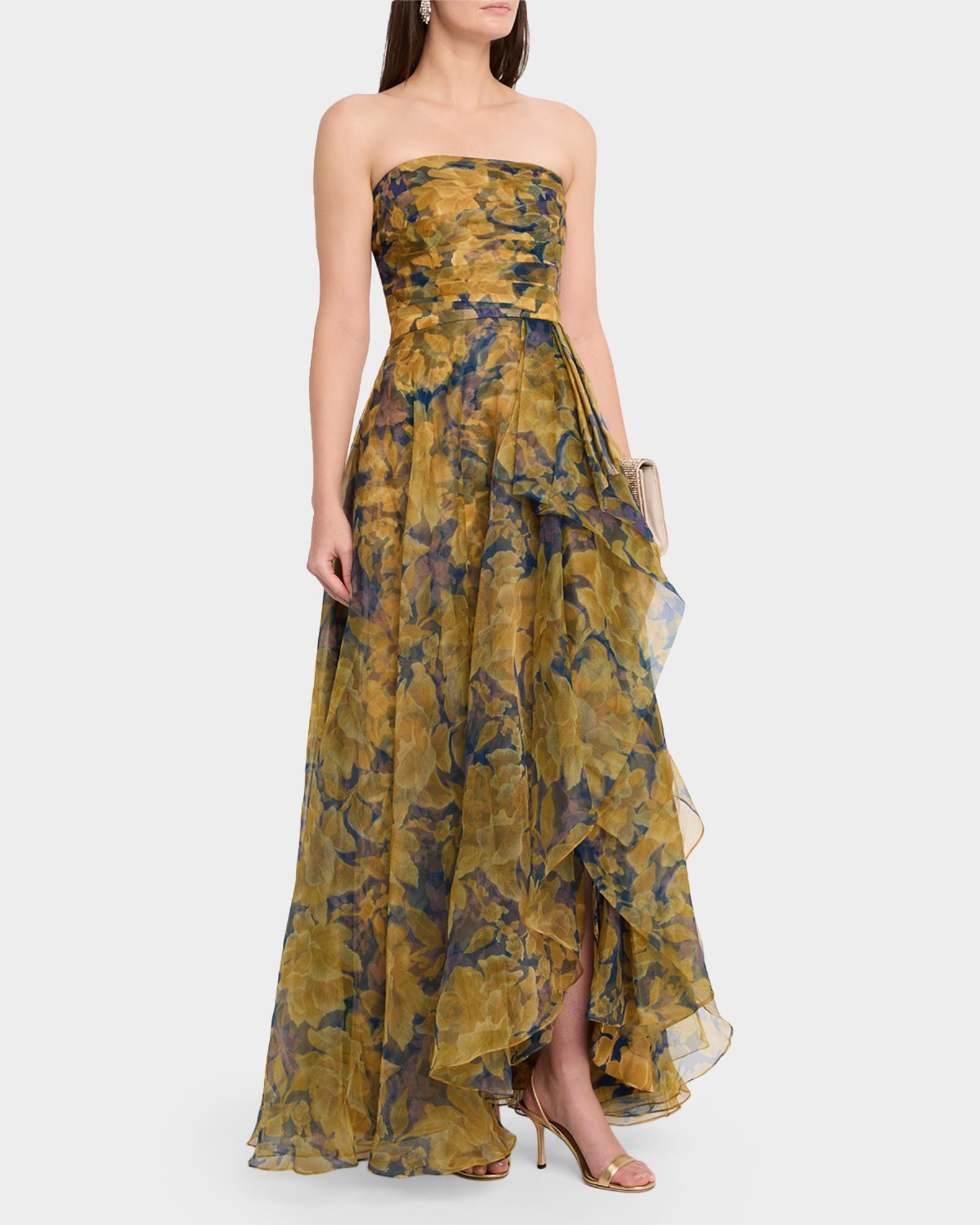Theia Fahreta Strapless Fit & Flare Organza Gown | Neiman Marcus