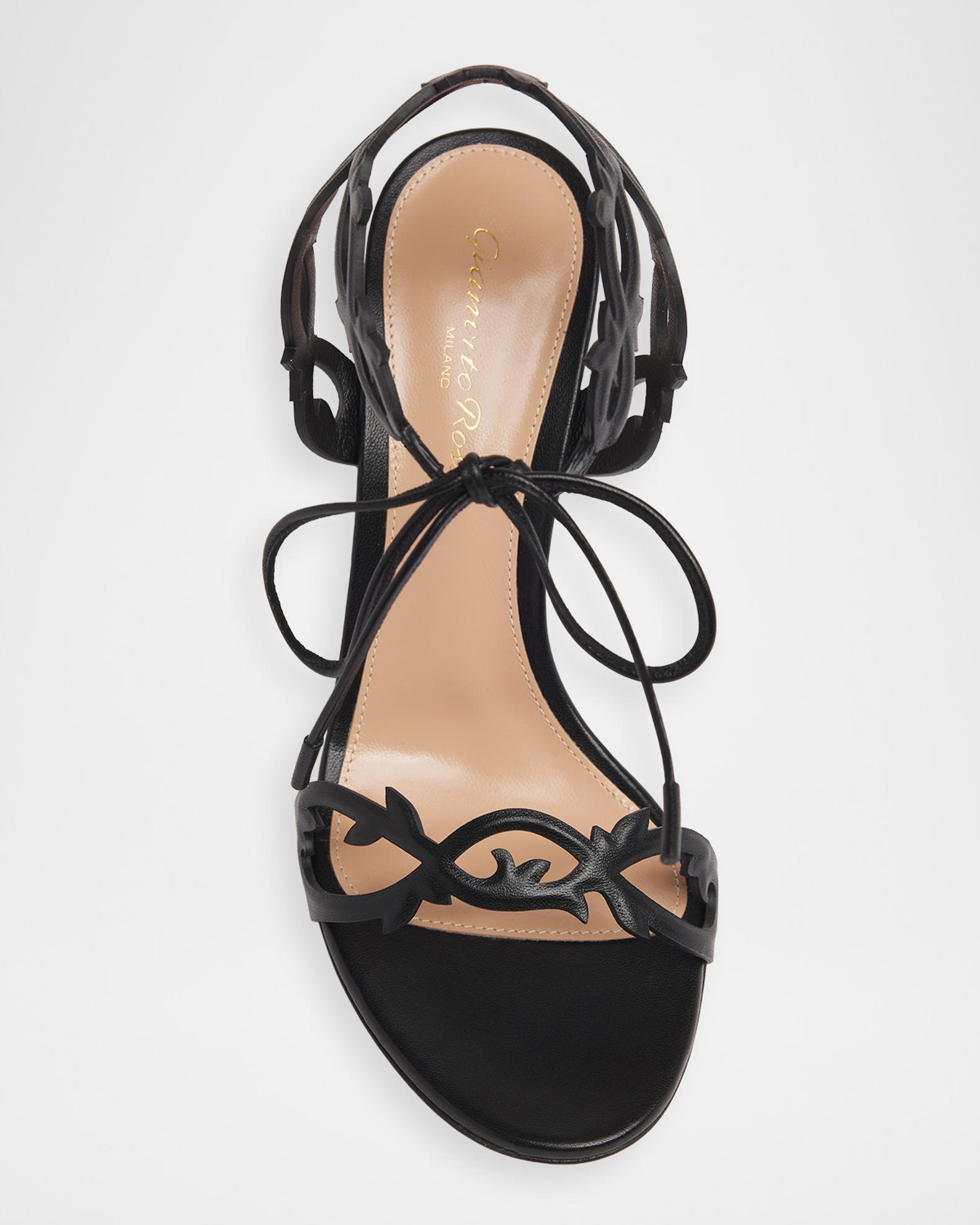 Gianvito Rossi 95mm Cutout Leather Ankle-Tie Sandals | Neiman Marcus