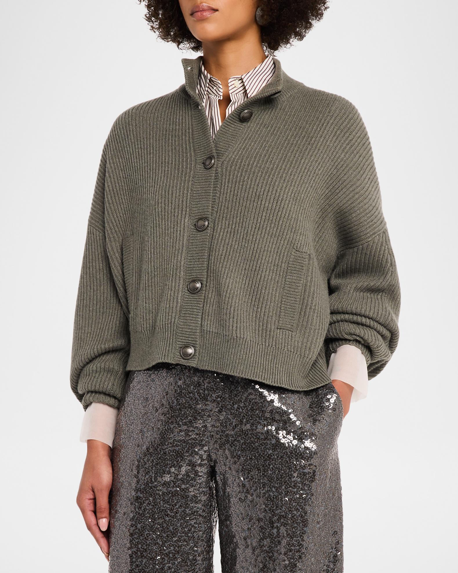 Brunello Cucinelli Cashmere-Blend Timeless Buttoned Sweater