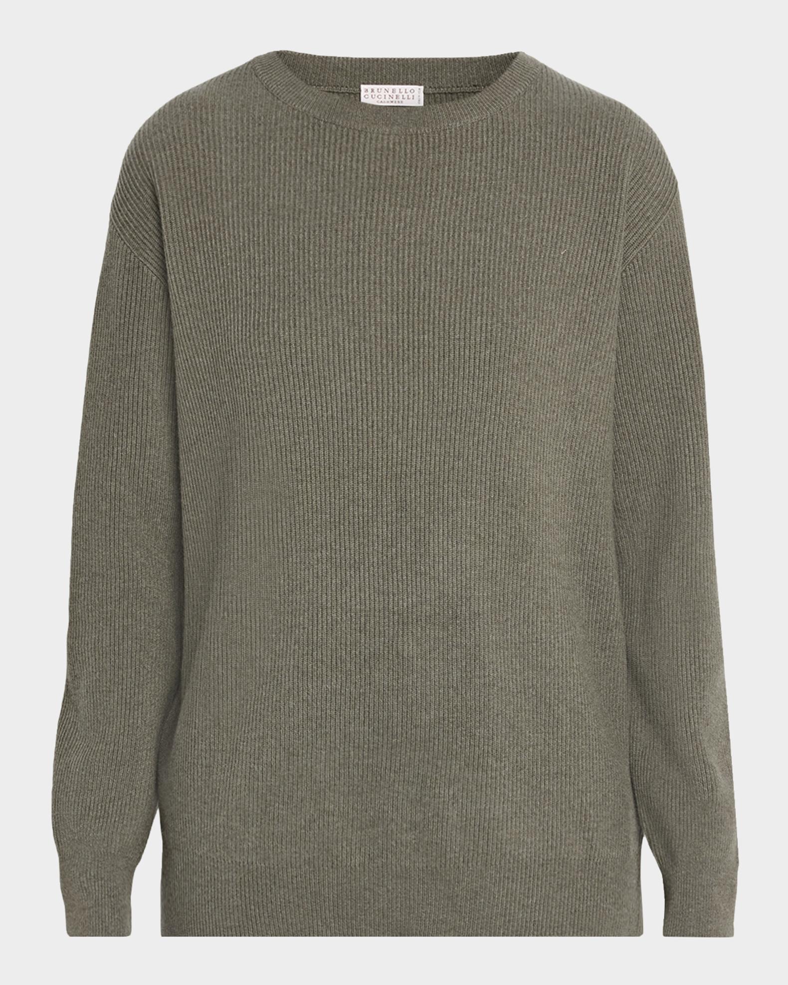 BRUNELLO CUCINELLI リブニット 長袖 クルーネック Brunello Cucinelli Cashmere Rib Crewneck Sweater | Neiman Marcus