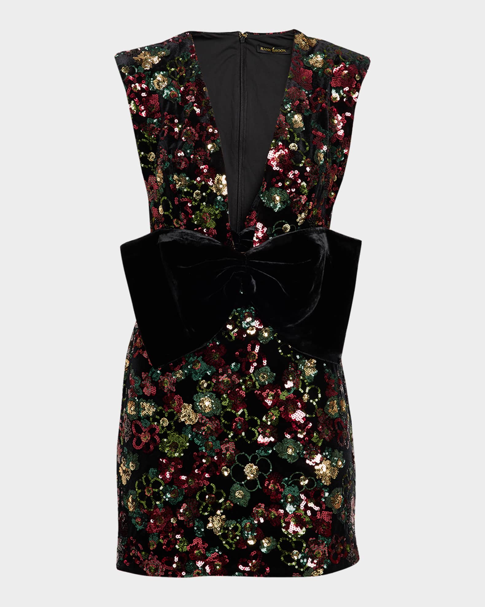 HAKAAN YILDIRIM スネーク柄 ドレス 黒 サイズ8*BD1155 Ramy Brook Kimberly Plunging Floral Sequin Mini Dress | Neiman Marcus