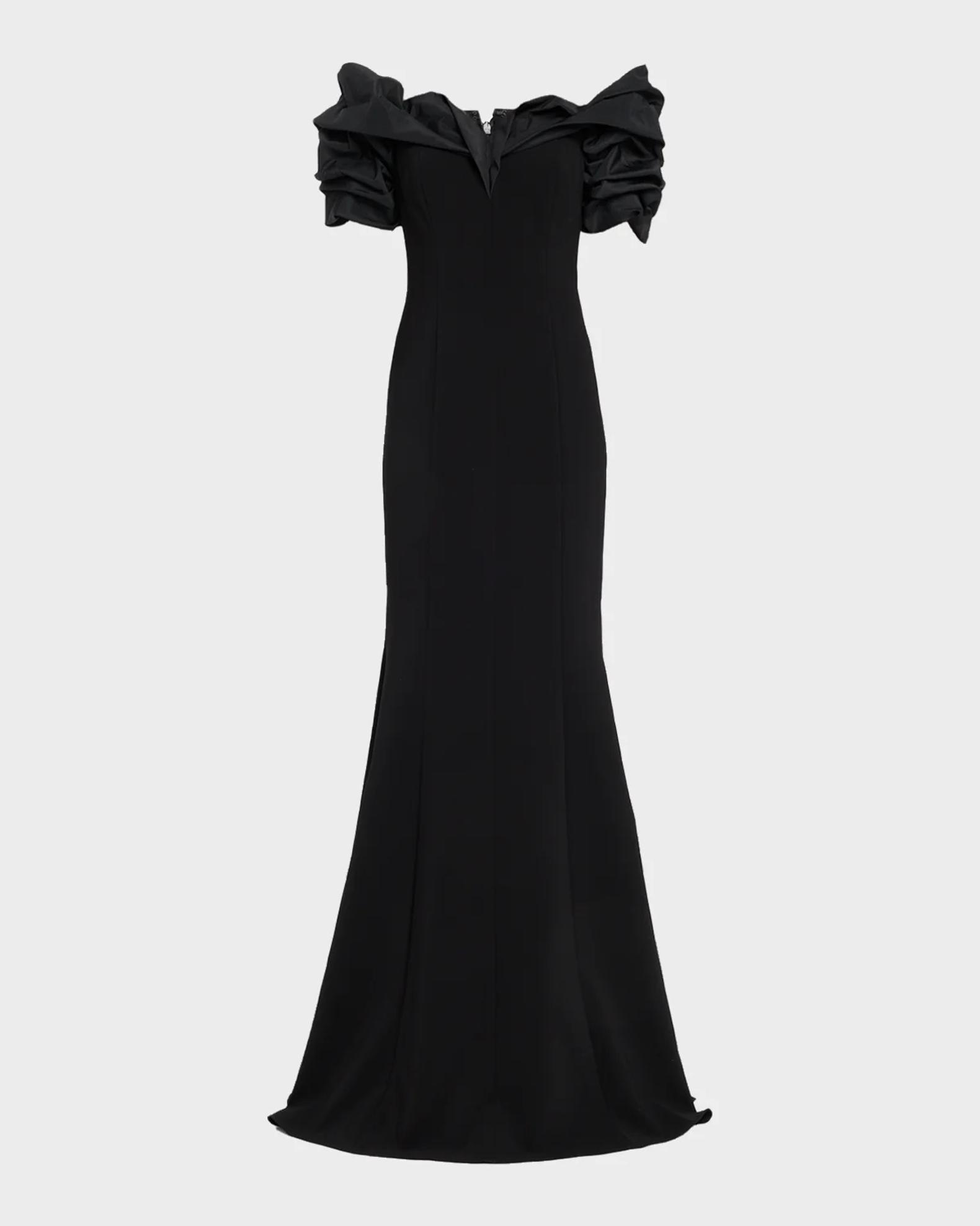 Rickie Freeman for Teri Jon Taffeta-Trim Crepe Mermaid Gown | Neiman Marcus