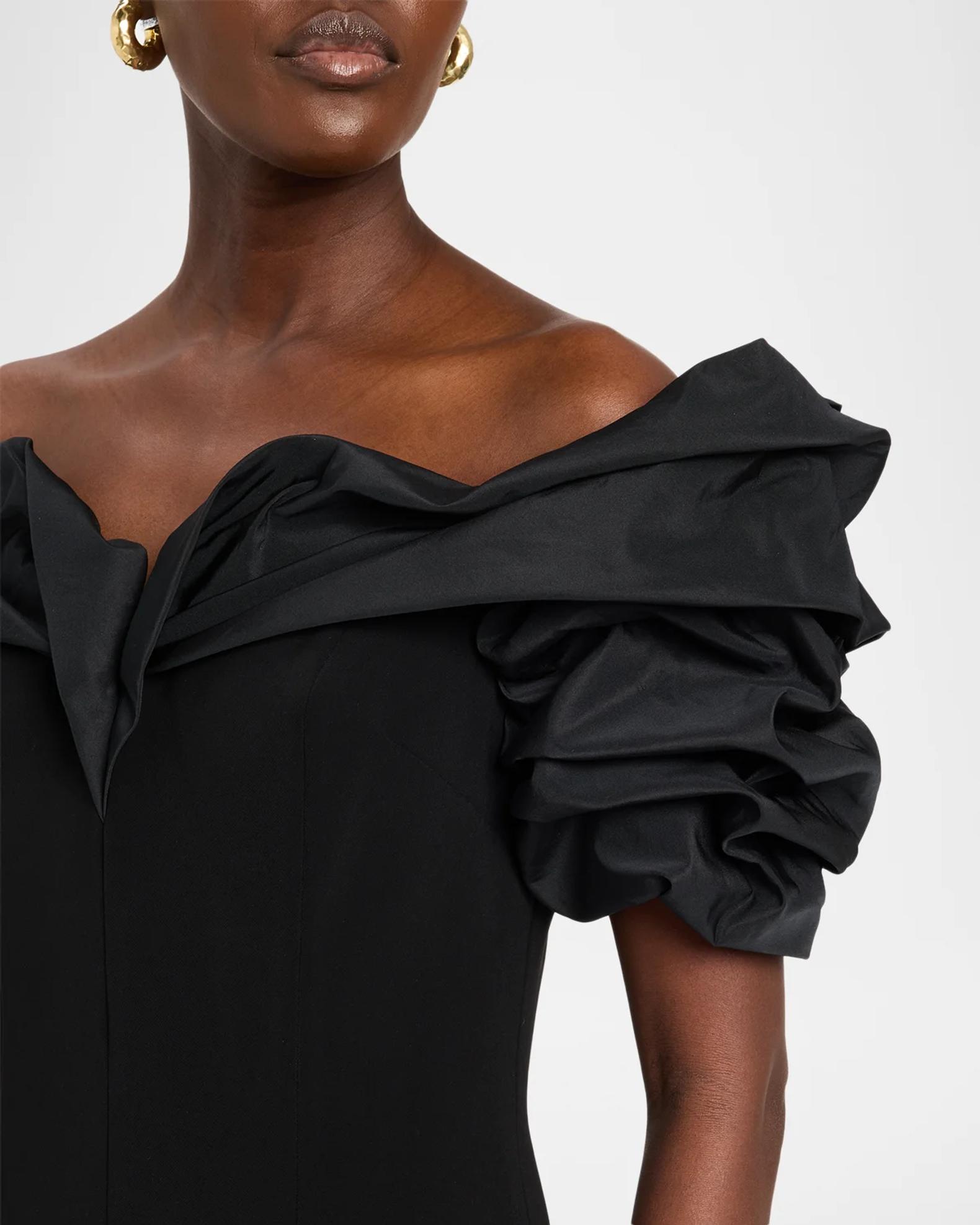 Rickie Freeman for Teri Jon Taffeta-Trim Crepe Mermaid Gown | Neiman Marcus