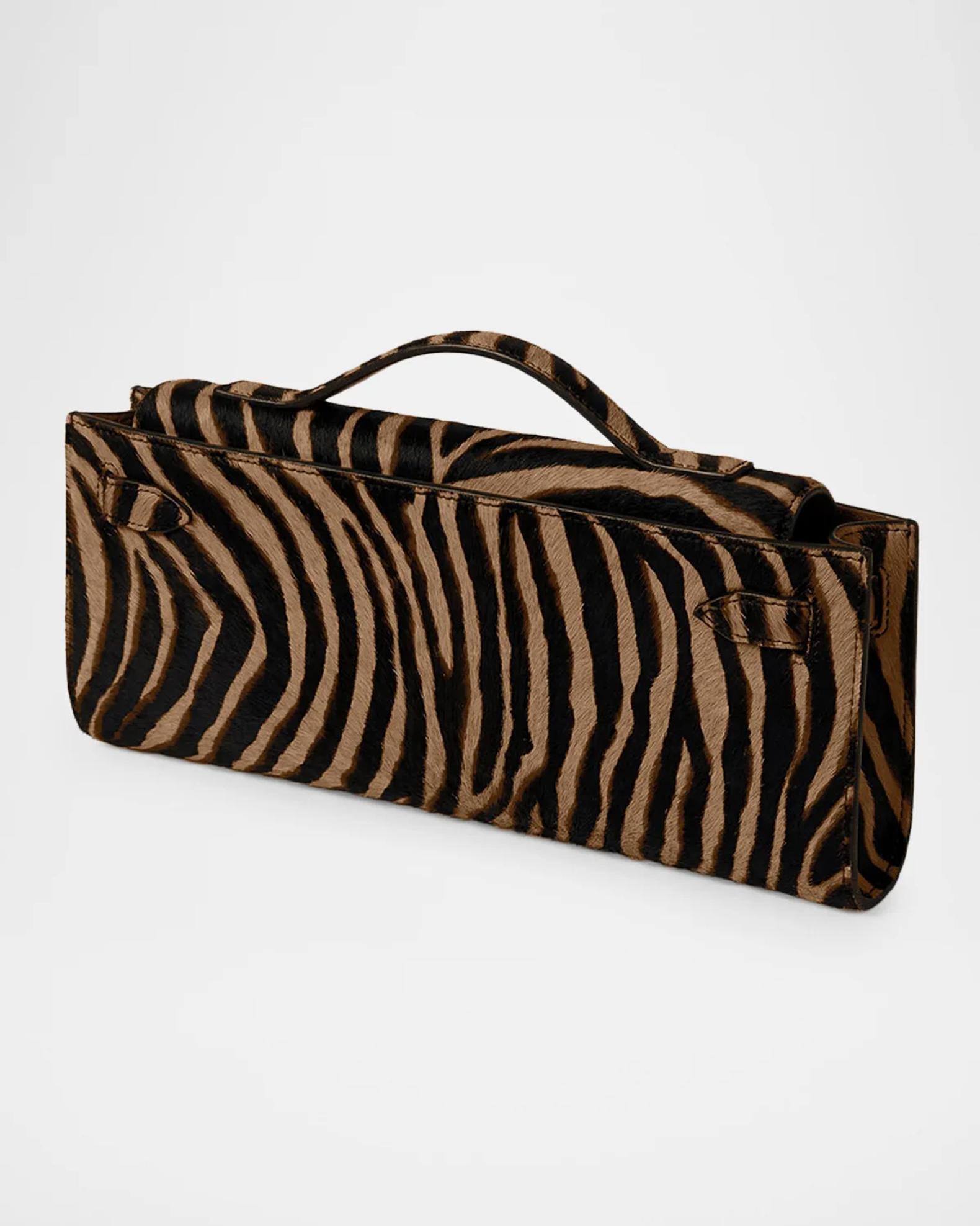 Veronica Beard Dash Ziger-Print Calf Hair Clutch Bag | Neiman Marcus