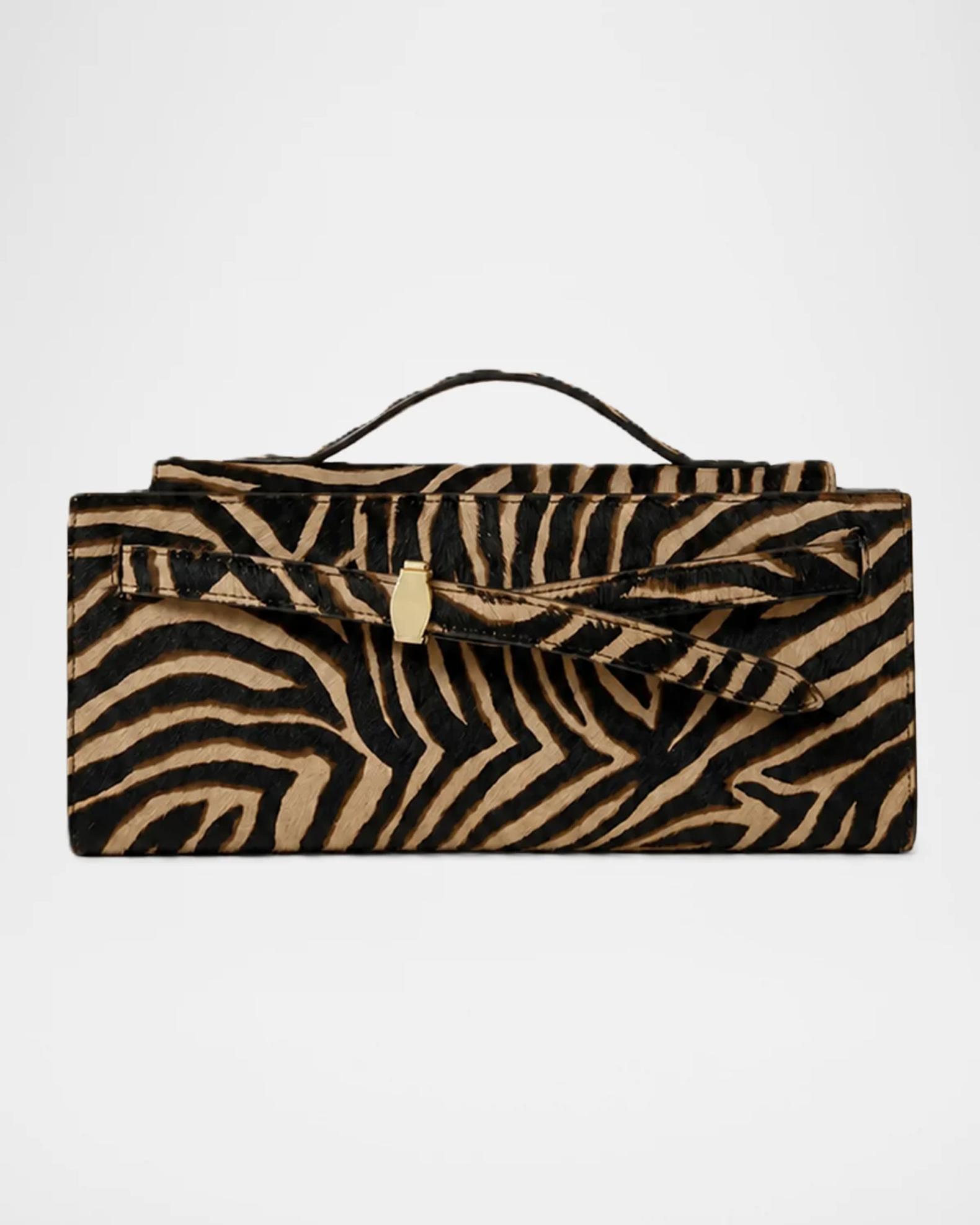 Veronica Beard Dash Ziger-Print Calf Hair Clutch Bag | Neiman Marcus