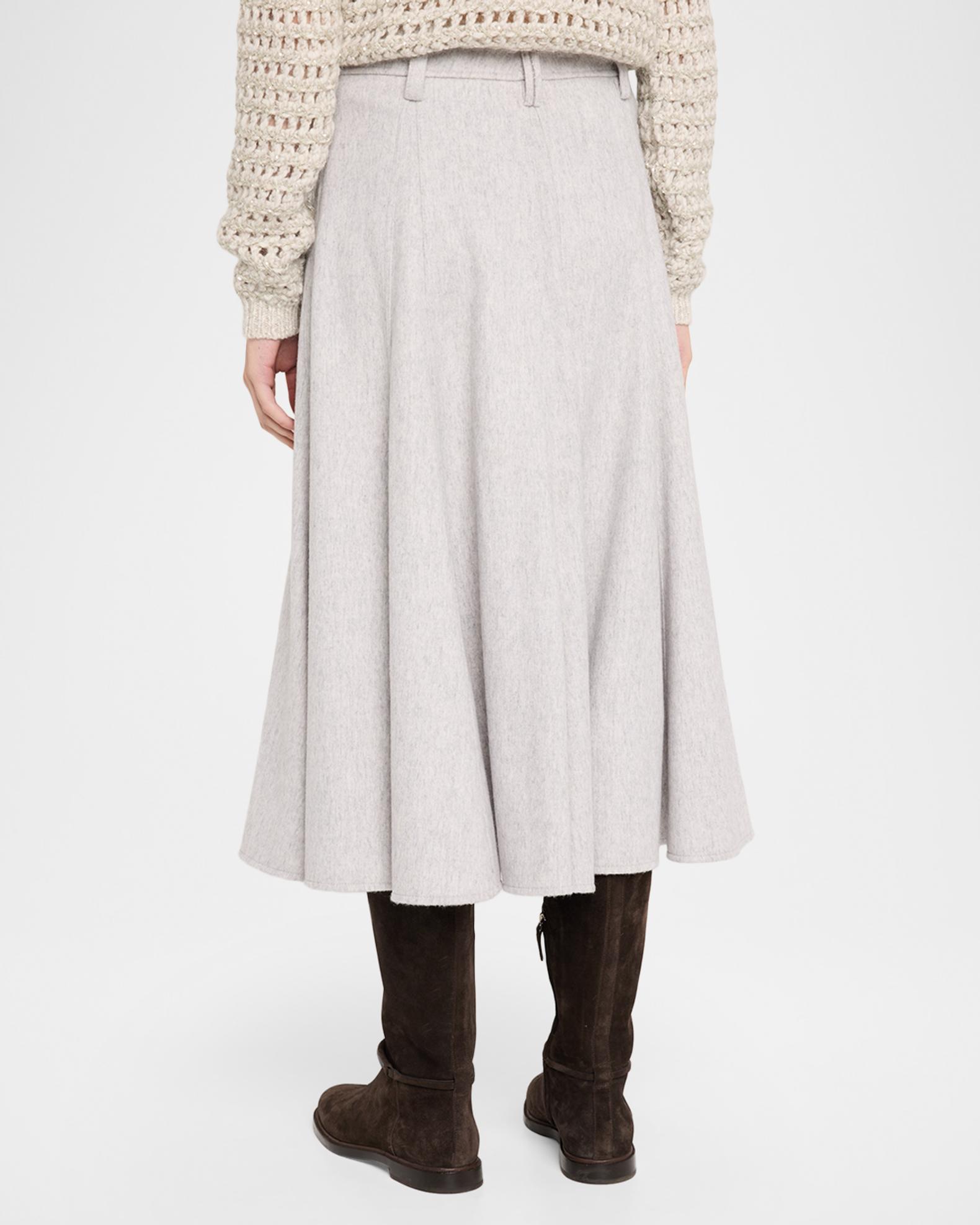 Brunello Cucinelli Beaver Flannel Full Midi Skirt | Neiman Marcus