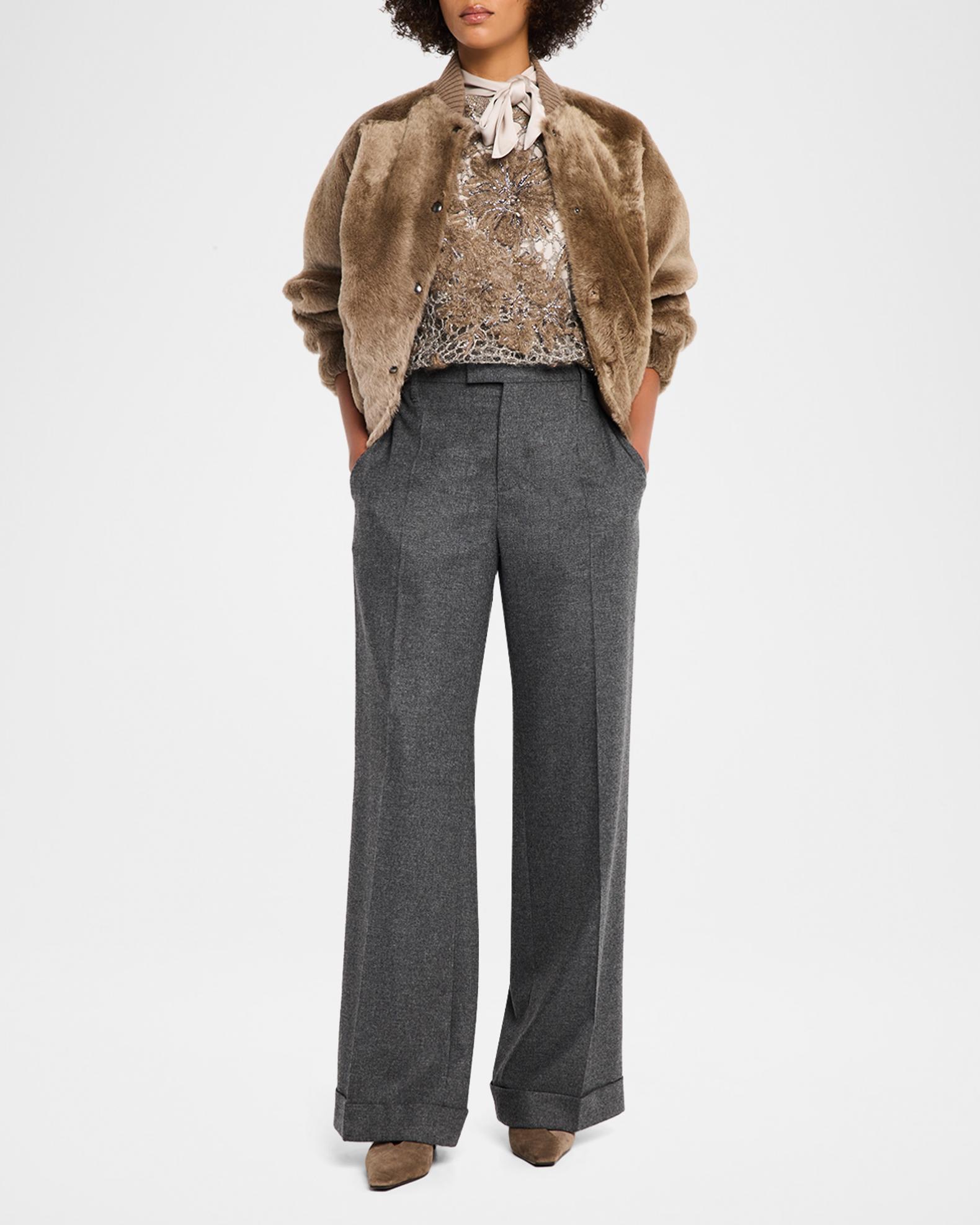 Brunello Cucinelli Velour Lamb Shearling Bomber Jacket | Neiman Marcus