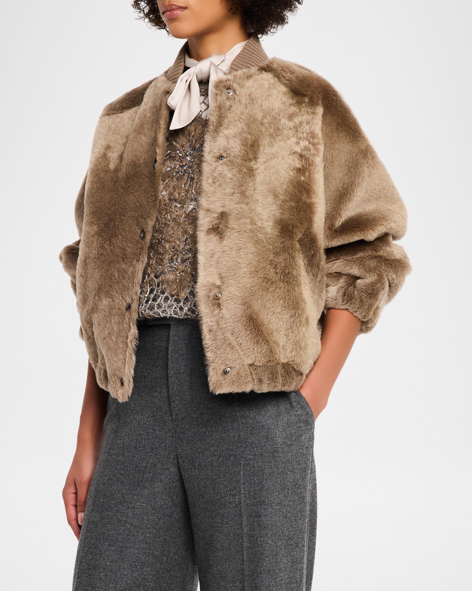 Brunello Cucinelli Velour Lamb Shearling Bomber Jacket | Neiman Marcus