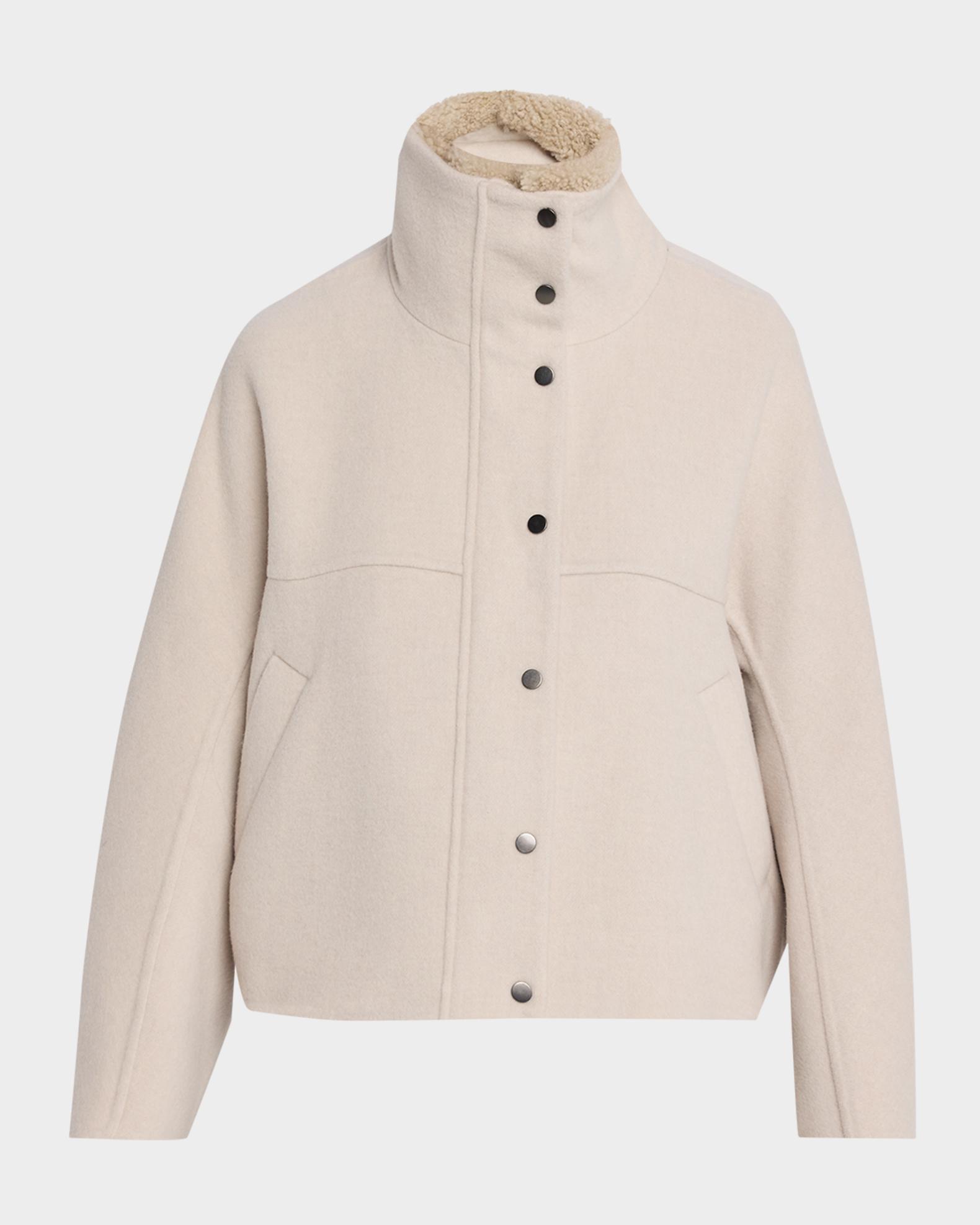 Brunello Cucinelli Wool-Cashmere Coat With Lamb Shearling Collar
