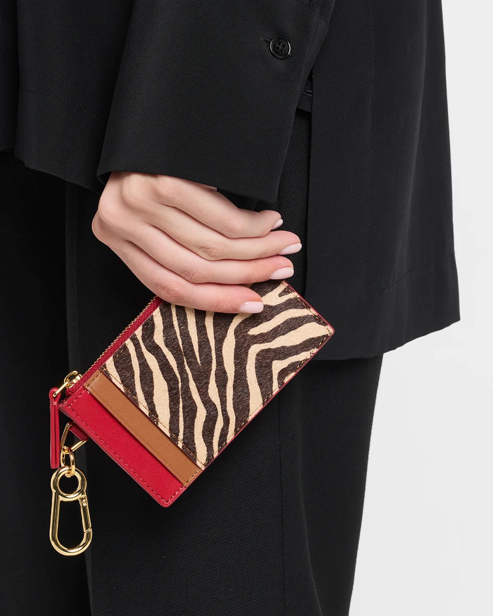 Veronica Beard Ziger Calf Hair Zip Card Holder | Neiman Marcus