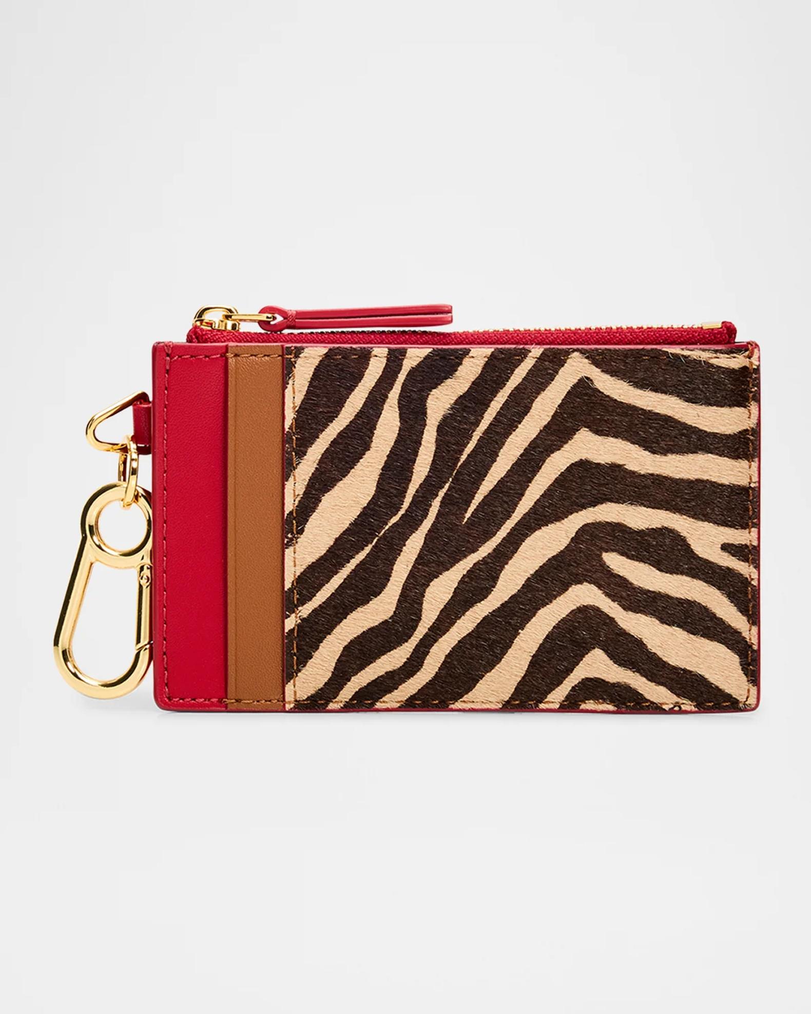 Veronica Beard Ziger Calf Hair Zip Card Holder | Neiman Marcus