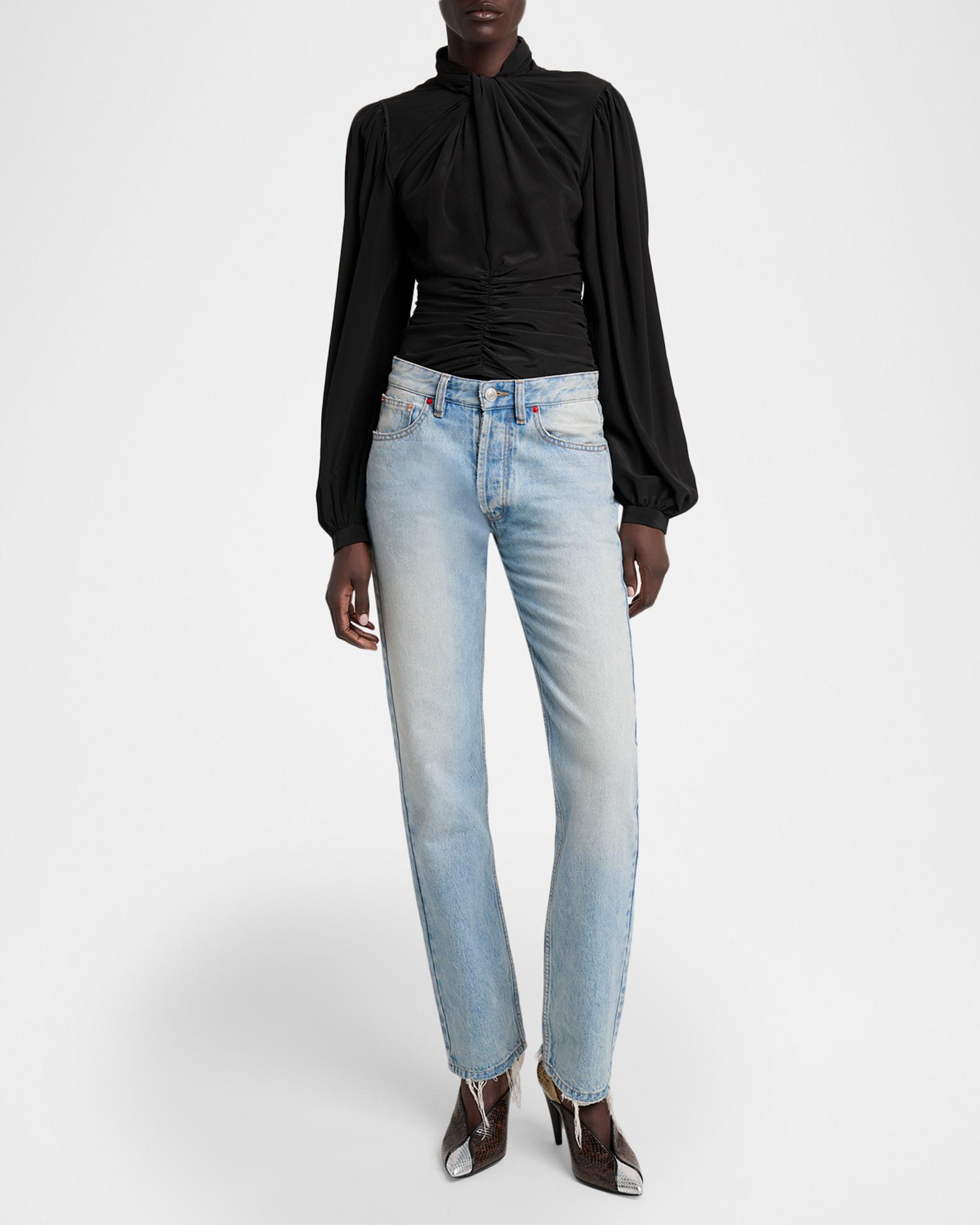 Isabel Marant Depsona Twisted Keyhole Long-Sleeve Silk Blouse