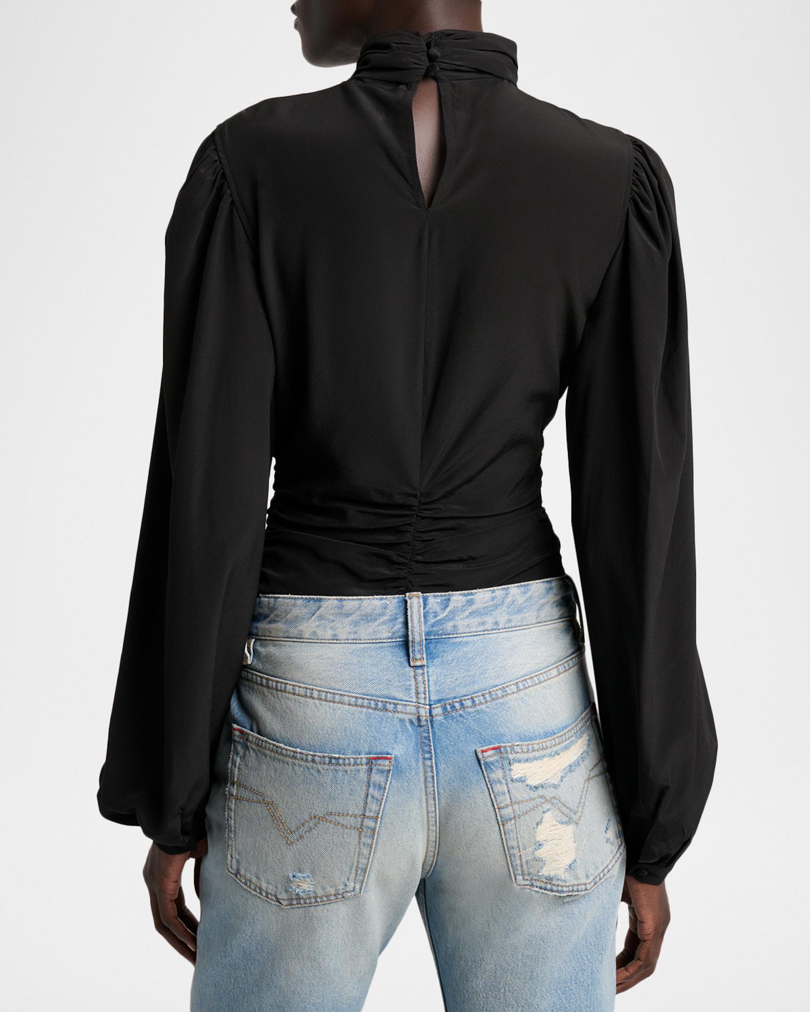 Isabel Marant Depsona Twisted Keyhole Long-Sleeve Silk Blouse