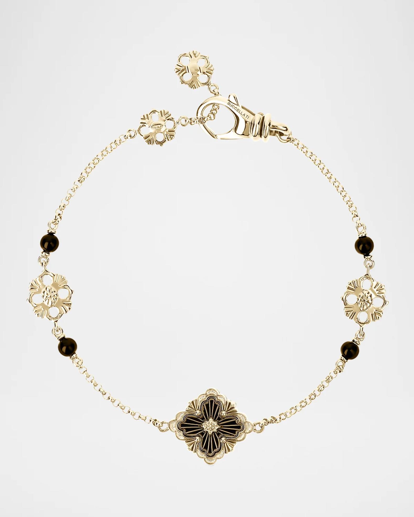 Buccellati Opera Tulle 18K Yellow Gold Black Onyx Bracelet, 15cm
