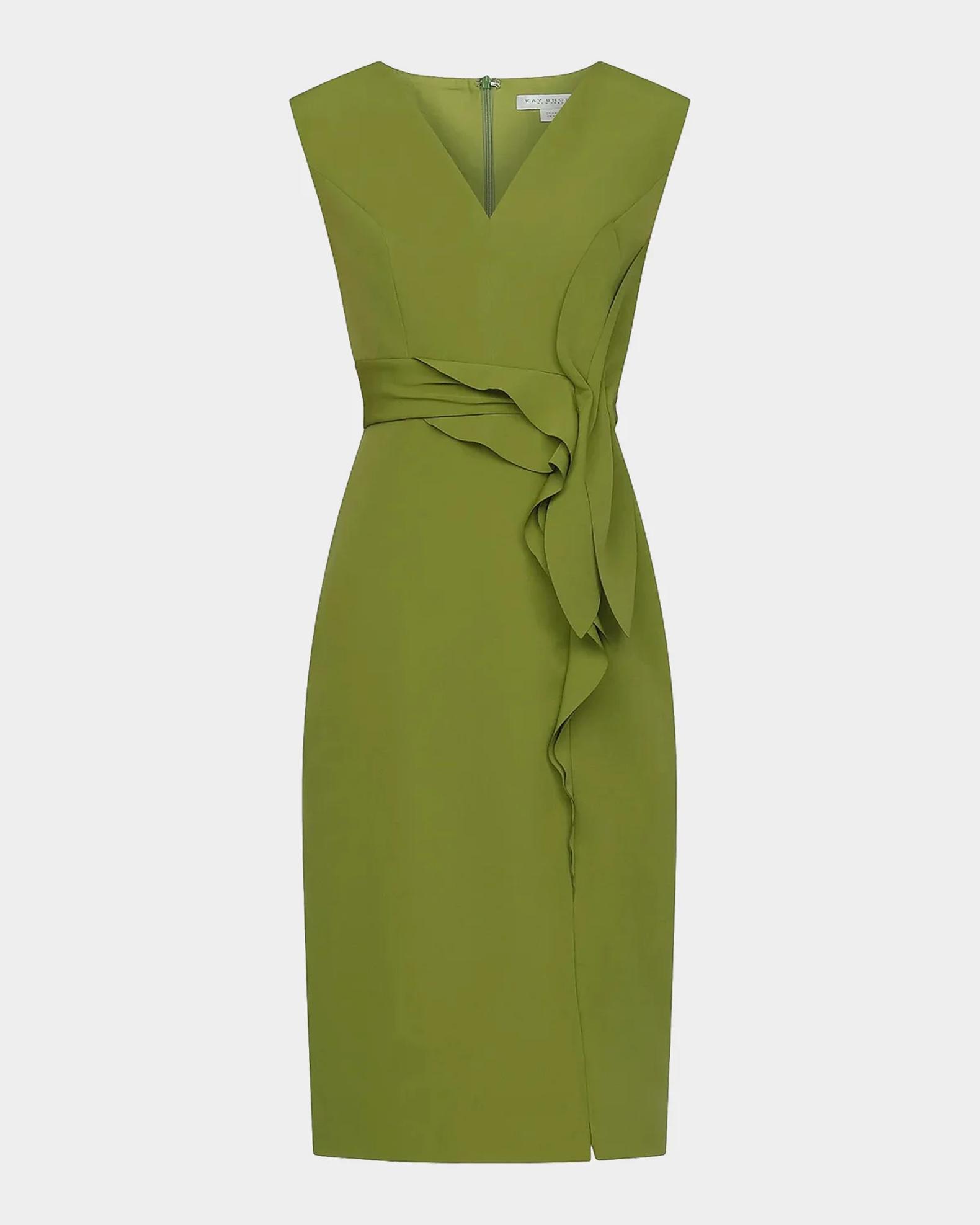 Kay Unger New York Maya Ruffle Midi Dress | Neiman Marcus