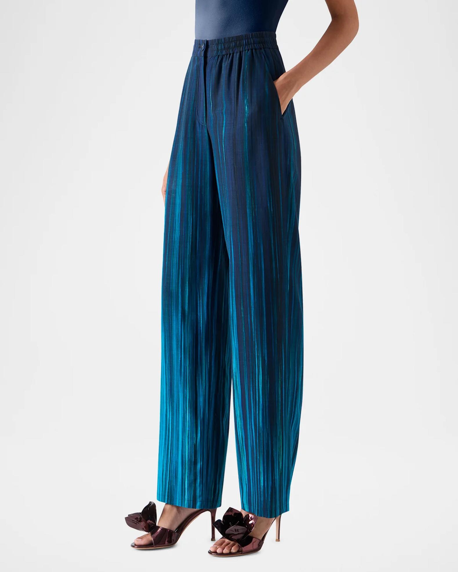 Akris Fritz Bruma Print Silk-Wool Voile Straight-Leg Pants | Neiman Marcus