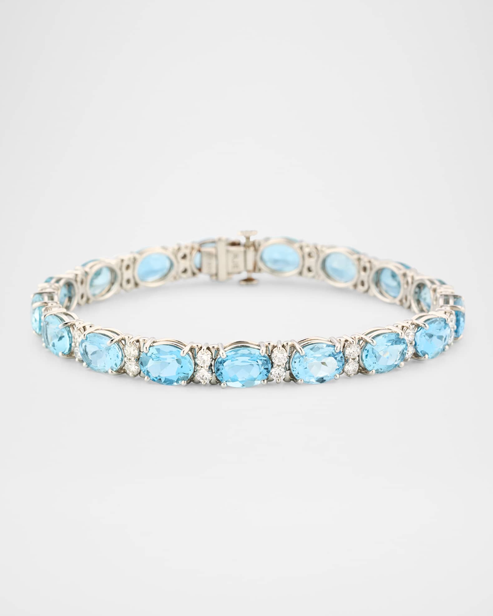 Platinum Aquamarine Tennis Bracelet 0