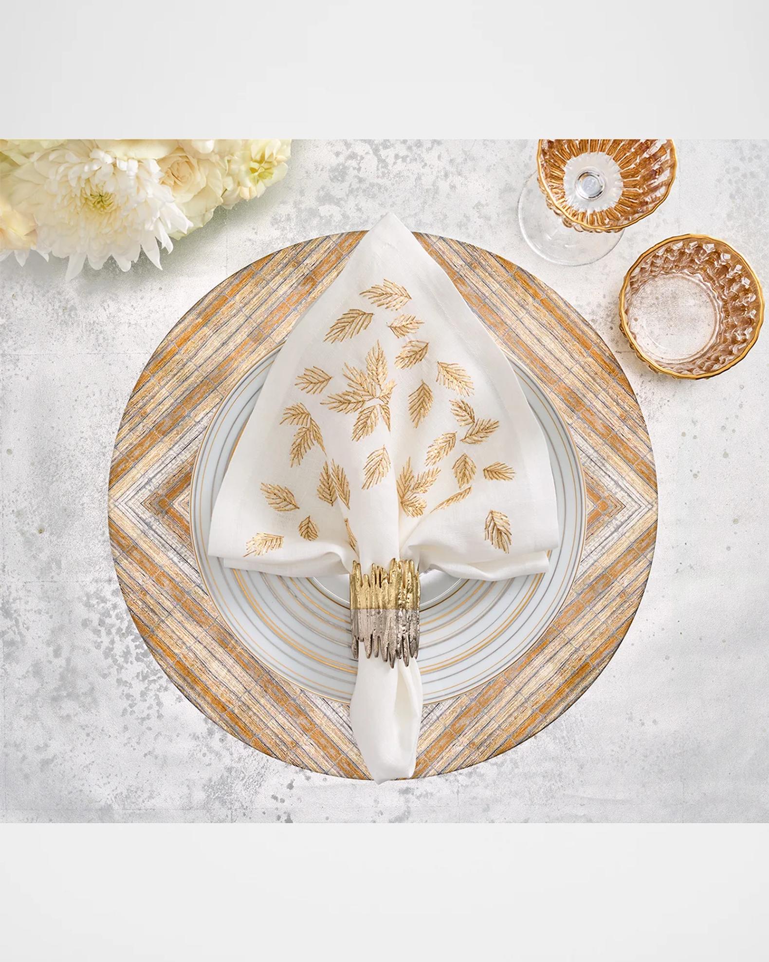Kim Seybert Leaf-Print Linen Napkin | Neiman Marcus