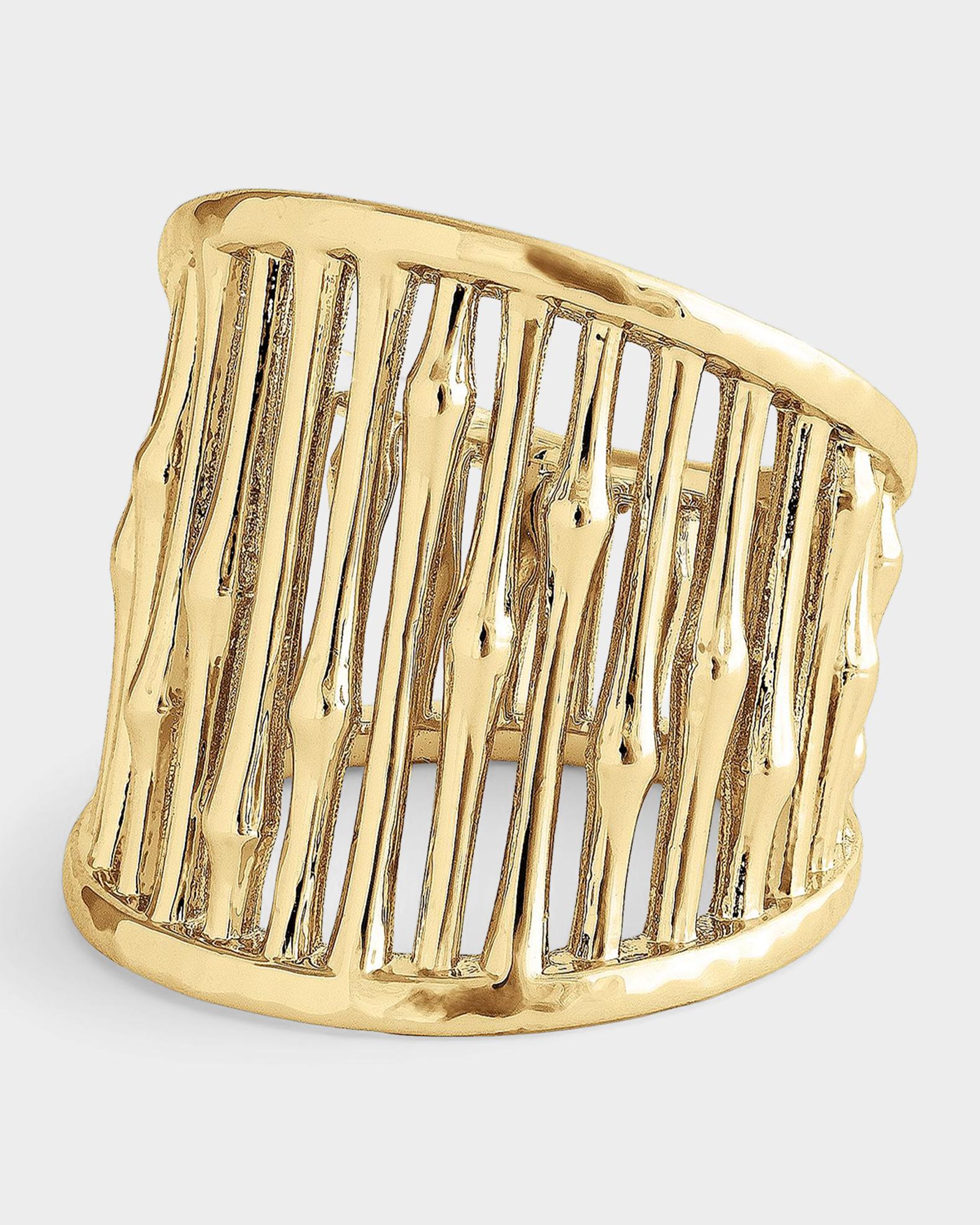 Anabel Aram Jewelry Bamboo 18K-Gold-Plated Wide Ring | Neiman Marcus