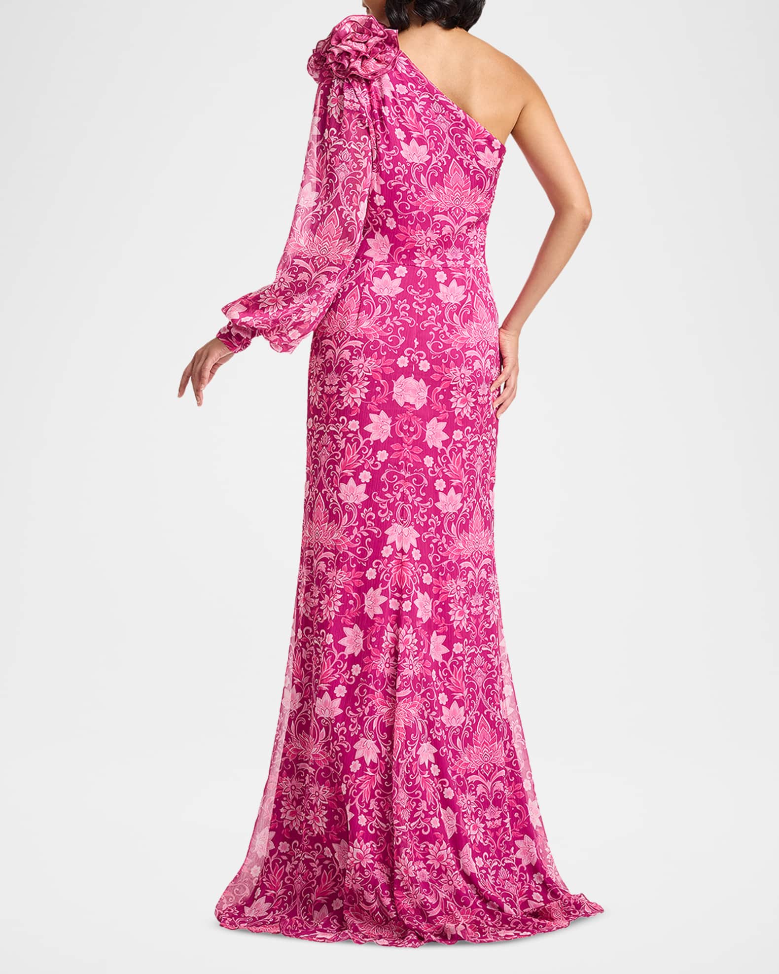 Tadashi Shoji One-Shoulder Draped Floral Gown | Neiman Marcus