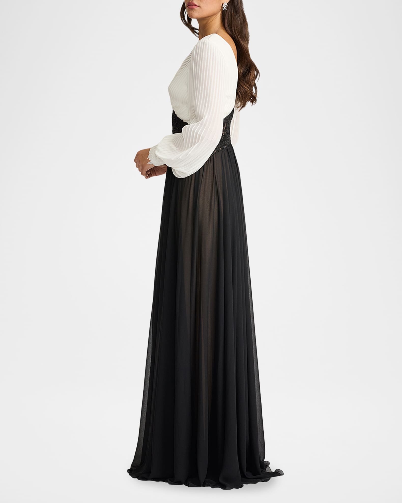 Tadashi Shoji Embroidered Two-Tone Georgette Gown | Neiman Marcus