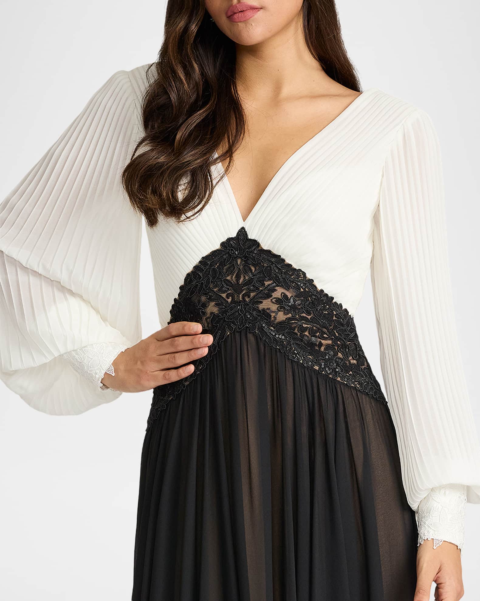Tadashi Shoji Embroidered Two-Tone Georgette Gown | Neiman Marcus