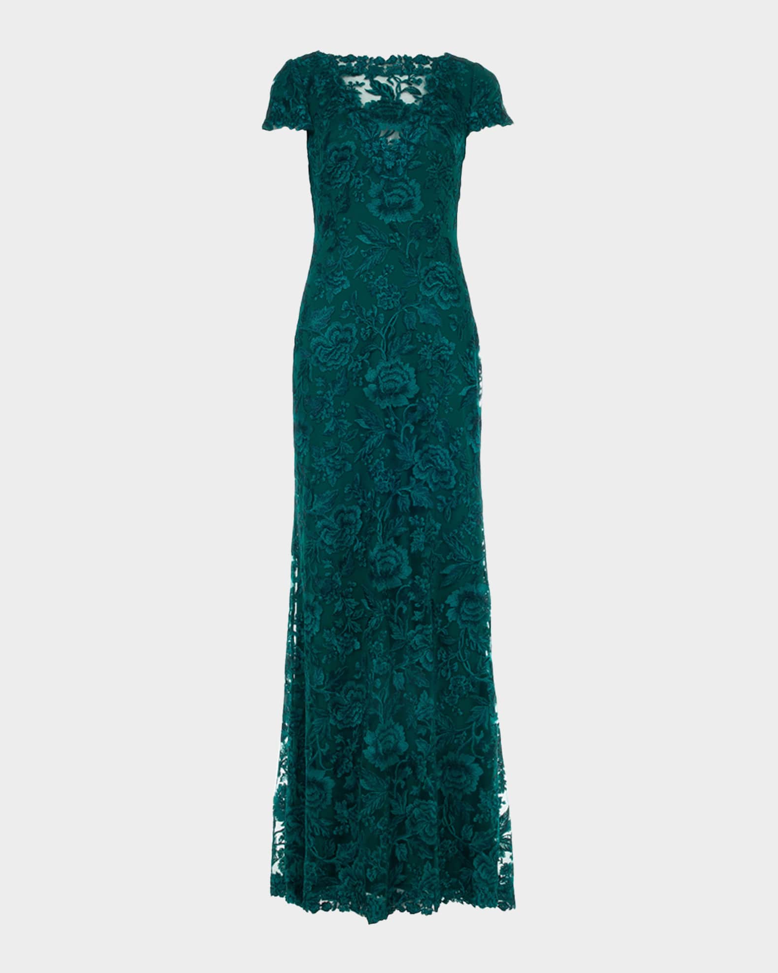 tashadi shoji dresses Tadashi Cedar Gown crafting garments that flatter all figures Embroidered Long Sleeve Gown in