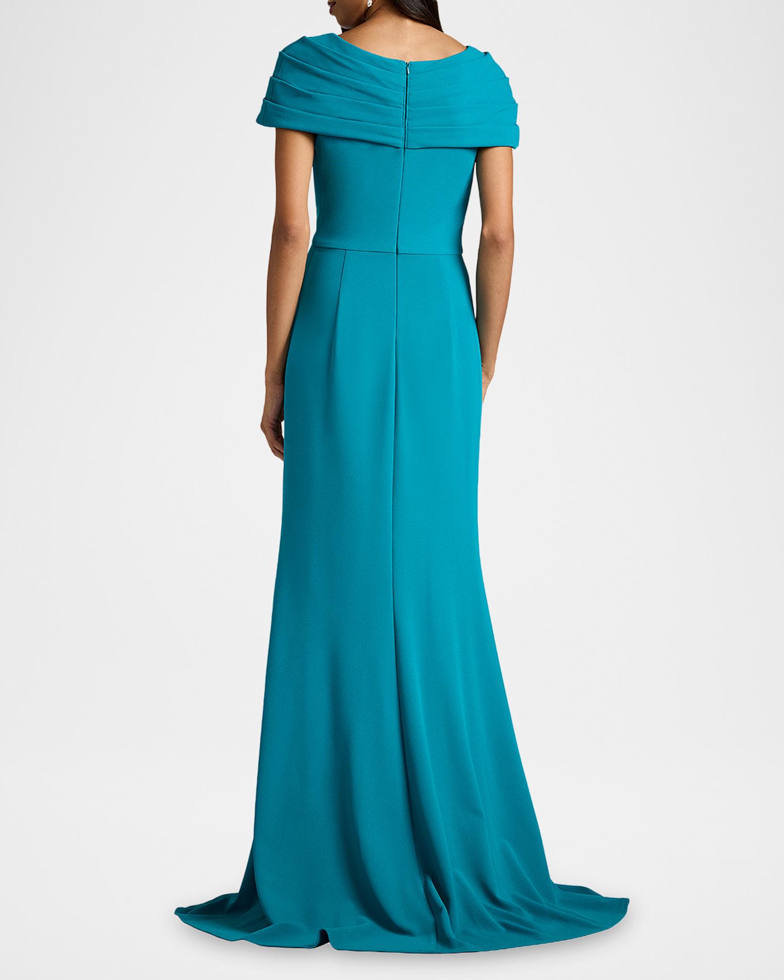 Tadashi Shoji Twist-Front Crepe Trumpet Gown | Neiman Marcus
