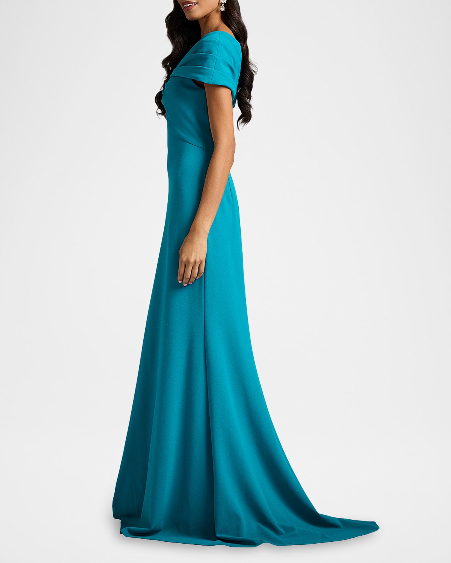 Tadashi Shoji Twist-Front Crepe Trumpet Gown | Neiman Marcus