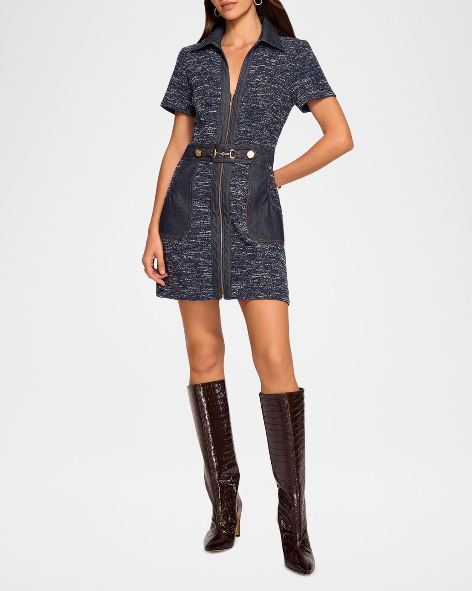 Ramy Brook Darla Denim Tweed Mini Dress | Neiman Marcus
