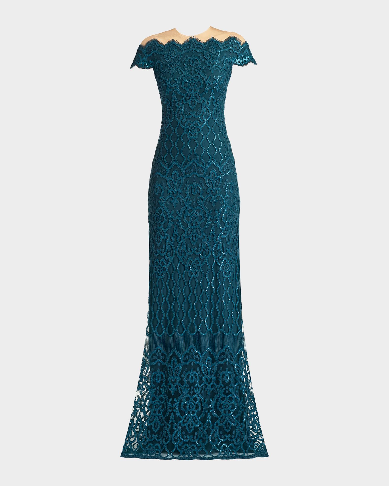 tadashi shoji bridesmaid dresses Illusion Sequin Column Gown Sustainable Fashion Cotton Midi A-Line Maternity Size:custom Short sleeves