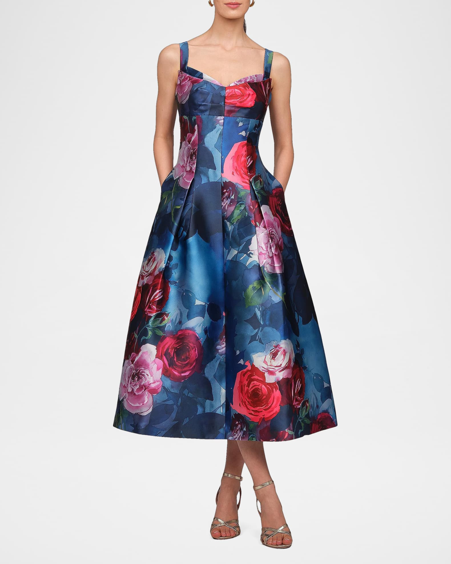 cynthia rowley dress Amalfi Sleeveless Midi / Pink-Gold / XS / and a meadow of painted florals Cynthia Rowley Satin Lace Mini